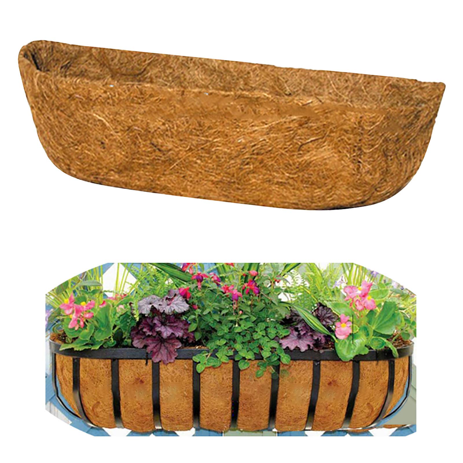 iLOOSKR Replacement Hanging Coconut Basket Planter with Fiber Liner - Outdoor Garden Decor for Patio, Lawn & Balcony - Perfect for Flowers, Herbs and Succulents