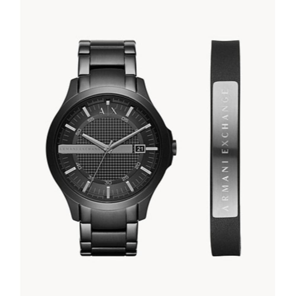 ARMANI EXCHANGE AX7101 Men's Watch & Bracelet Gift Set - Luxury Stainless Steel Chronograph Watch with Matching Bracelet - Perfect for Gifts, Business Meetings & Formal Occasions