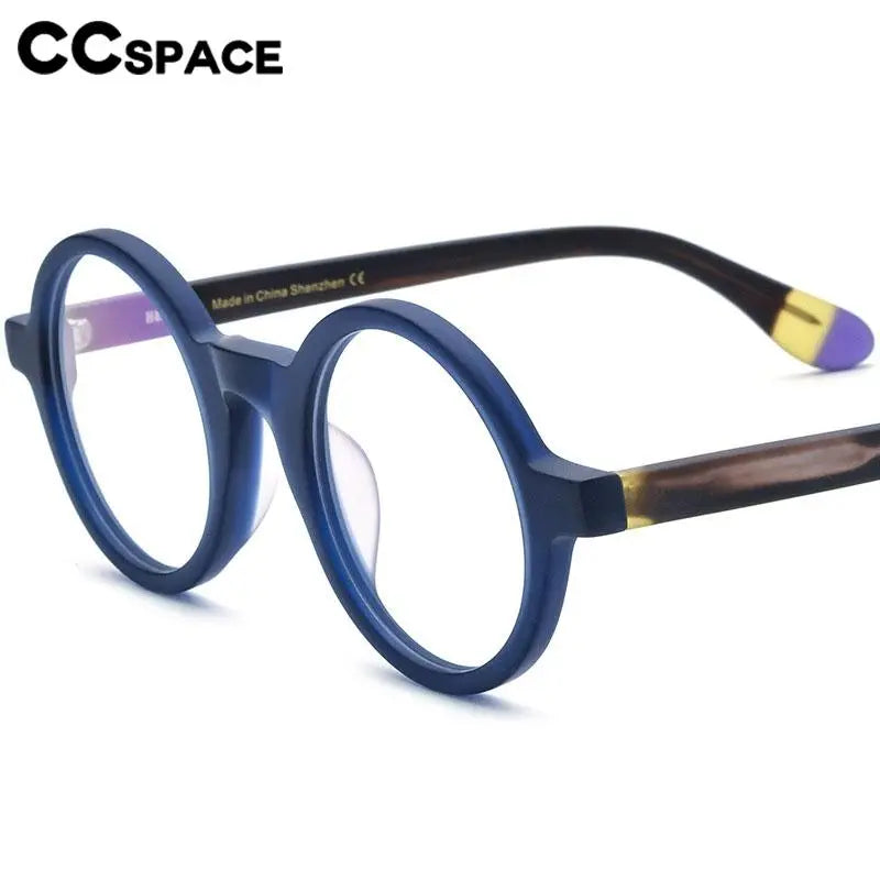 CCspace Unisex Full Rim Round Acetate Eyeglasses 56919 - Stylish & Lightweight Frame for Men & Women - Perfect for Reading, Work, and Everyday Fashion