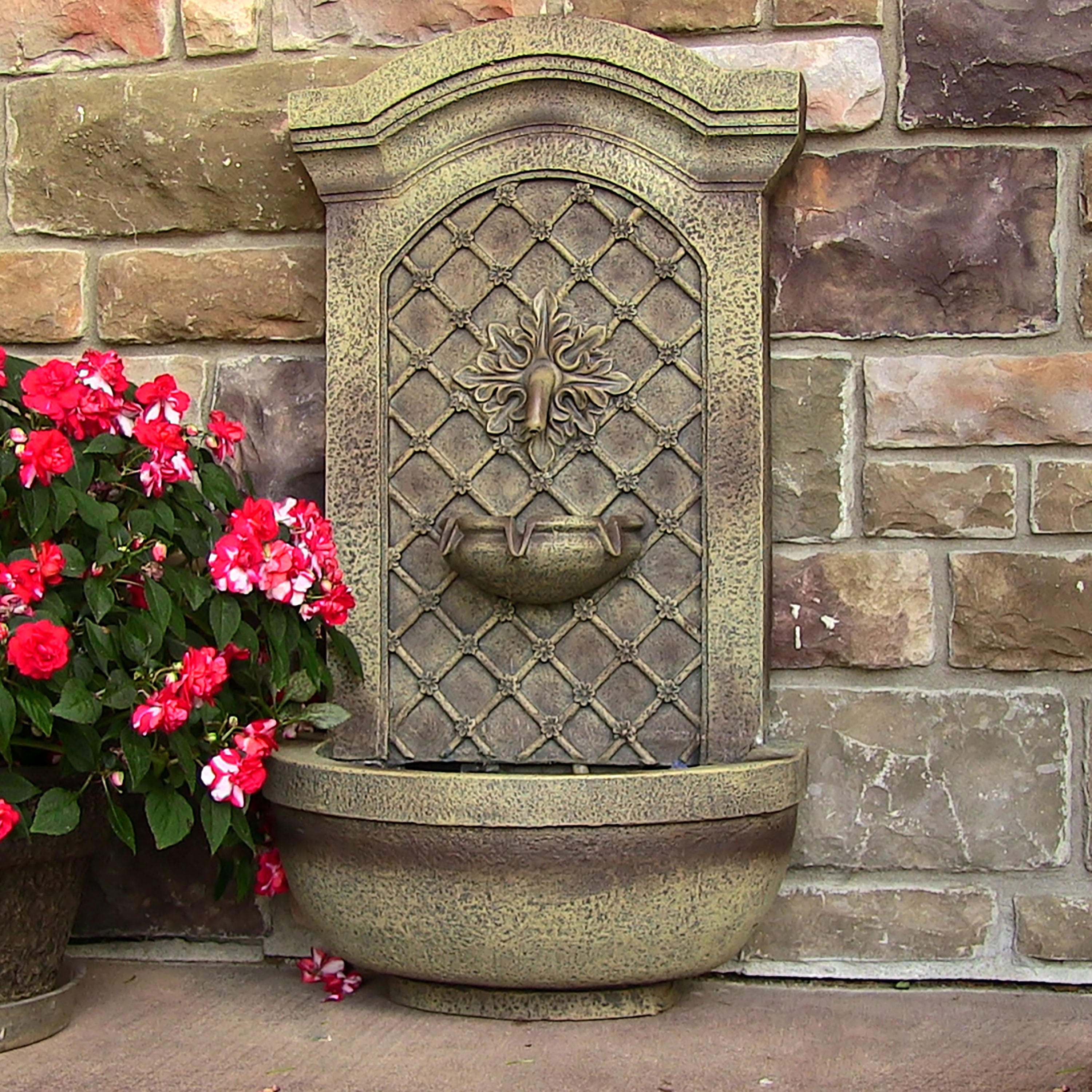 Sunnydaze Rosette Leaf Outdoor Wall Fountain - Decorative Garden Water Feature for Patio, Backyard, and Landscape Design | Relaxing Waterfall Sounds for Meditation and Outdoor Ambiance