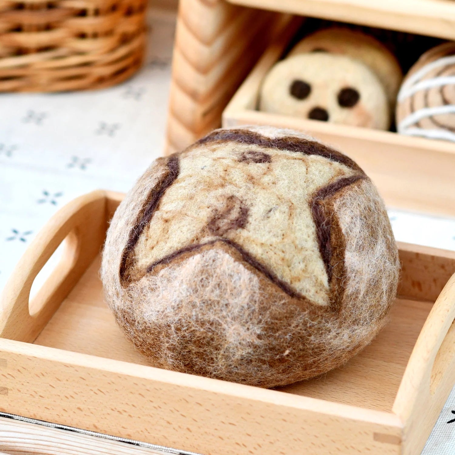 Organic Sourdough Bread Felt Play Food Set - Realistic Pretend Play Kitchen Accessories for Kids Toddlers - Perfect for Montessori Learning, Tea Parties & Role Play Games