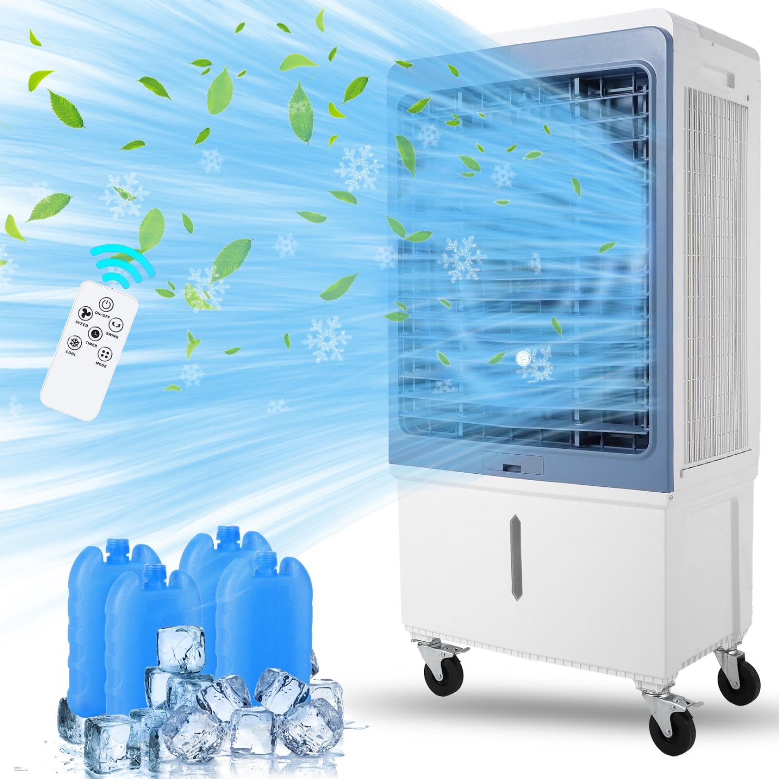GARVEE 3530 CFM Portable Swamp Cooler - Evaporative Air Cooler with Remote Control, 4 Ice Packs, 3 Speed Settings & Modes, 12H Timer - Indoor Outdoor Cooling for Home, Office, Patio, Garage (13.2 Gallon Water Tank)