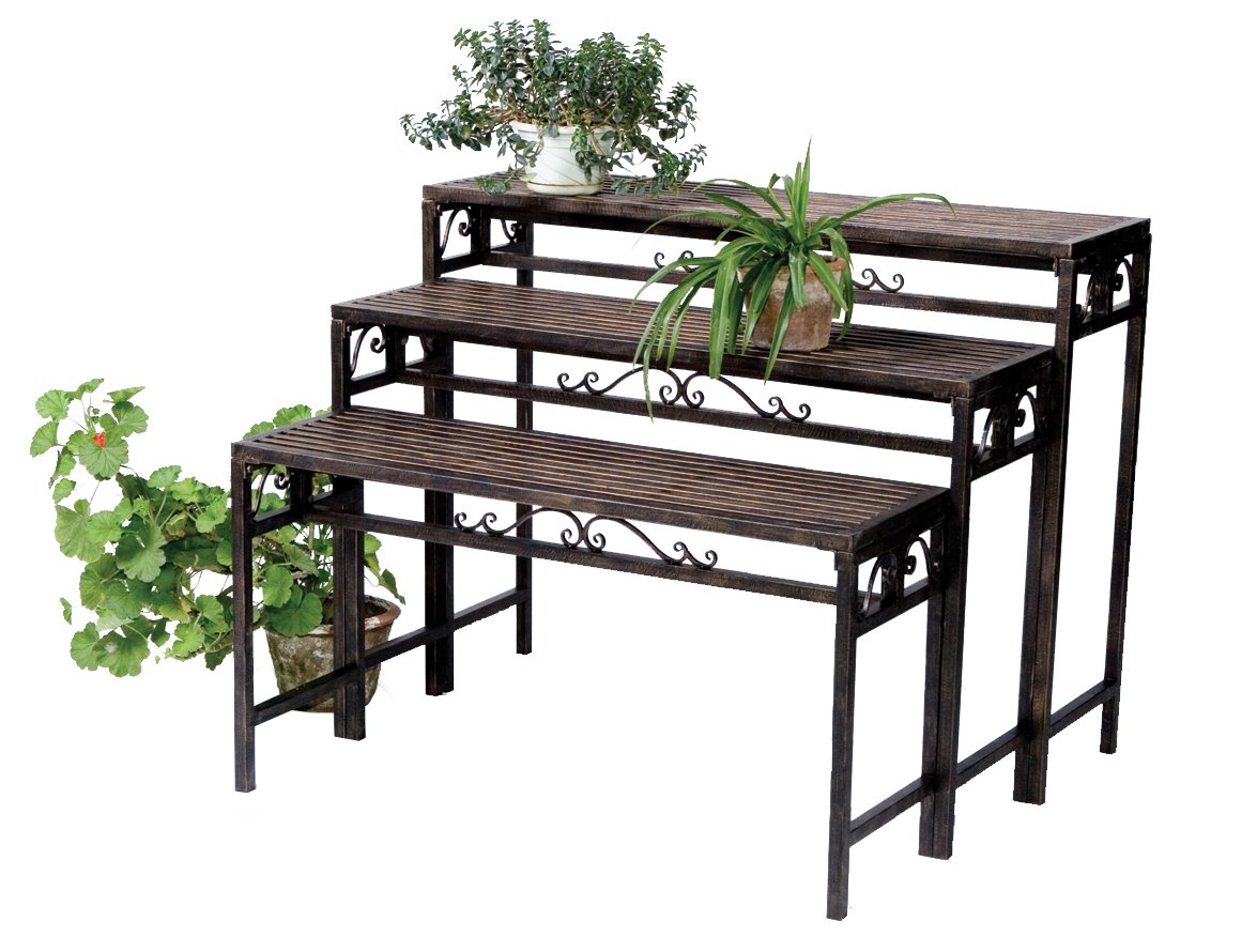Panacea 3-Piece Nesting Tables Set - Country Scrolls Design in Brushed Bronze - Perfect for Living Room, Bedroom, or Office Space