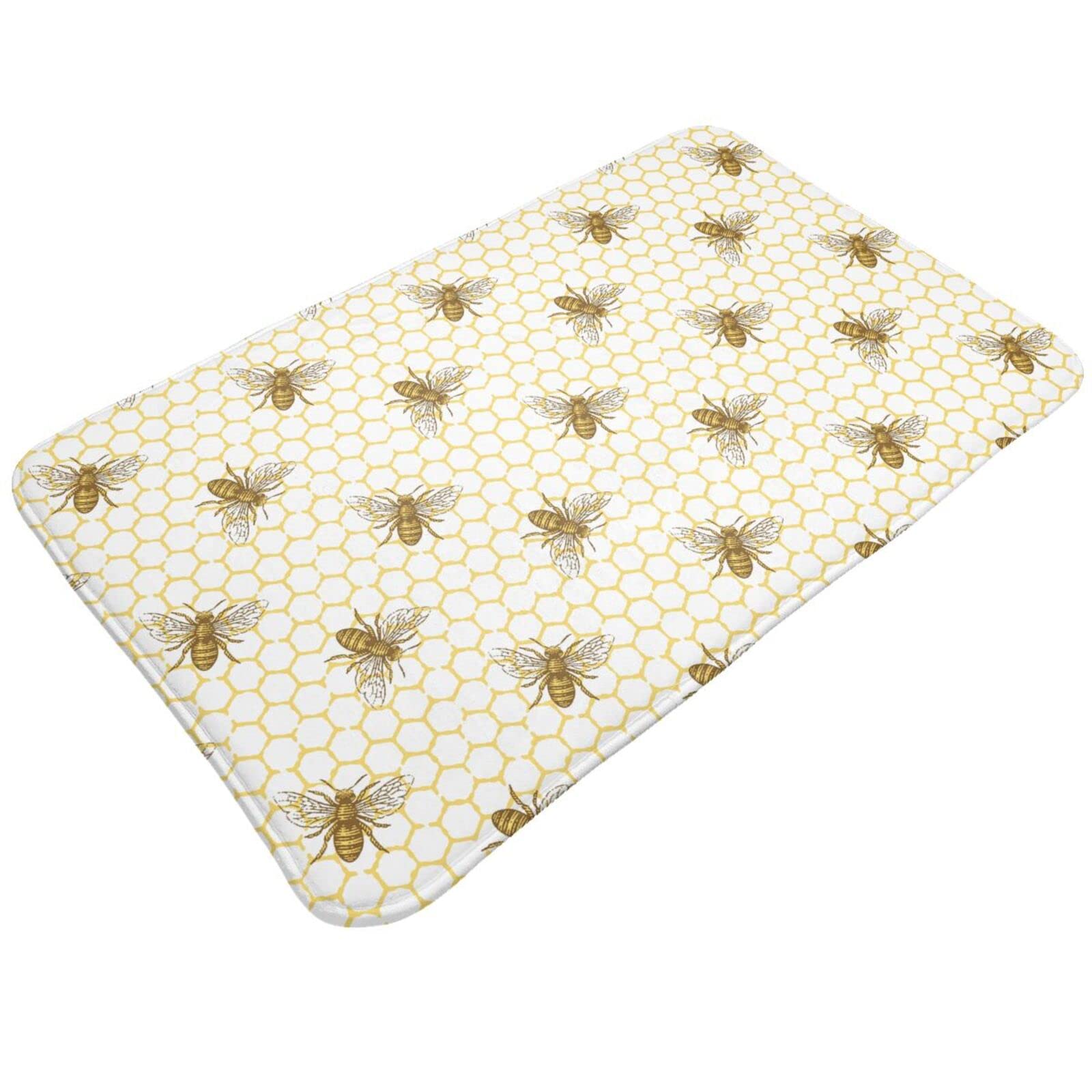 BoeHiop Soft Non-Slip Bathroom Rug - Honeycomb Design Absorbent Bath Mat for Indoor/Outdoor Use, 20x31.5 Inch - Perfect for Bathroom, Kitchen, and Home Decor