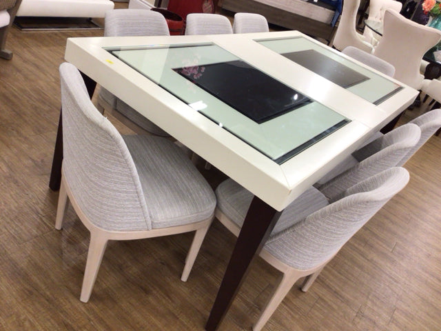 Sofia Vergara Savona Ivory Rectangle Dining Table with 1 Leaf - Extendable Dining Table for Small Spaces - Perfect for Family Dinners & Entertaining Guests