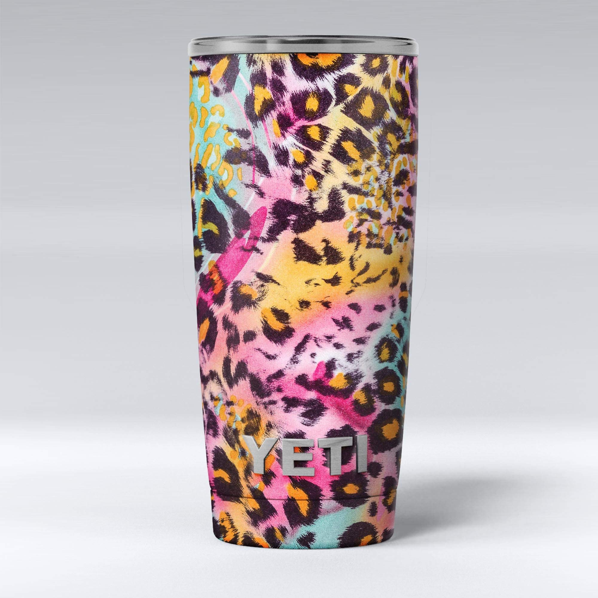 Rainbow Leopard Sherbet Vinyl Wrap Kit - Compatible with Yeti Rambler Tumbler & Cooler Cups | Custom Skin Decal for Personalized Drinkware | Perfect for Outdoor Adventures, Gym, Office & Travel