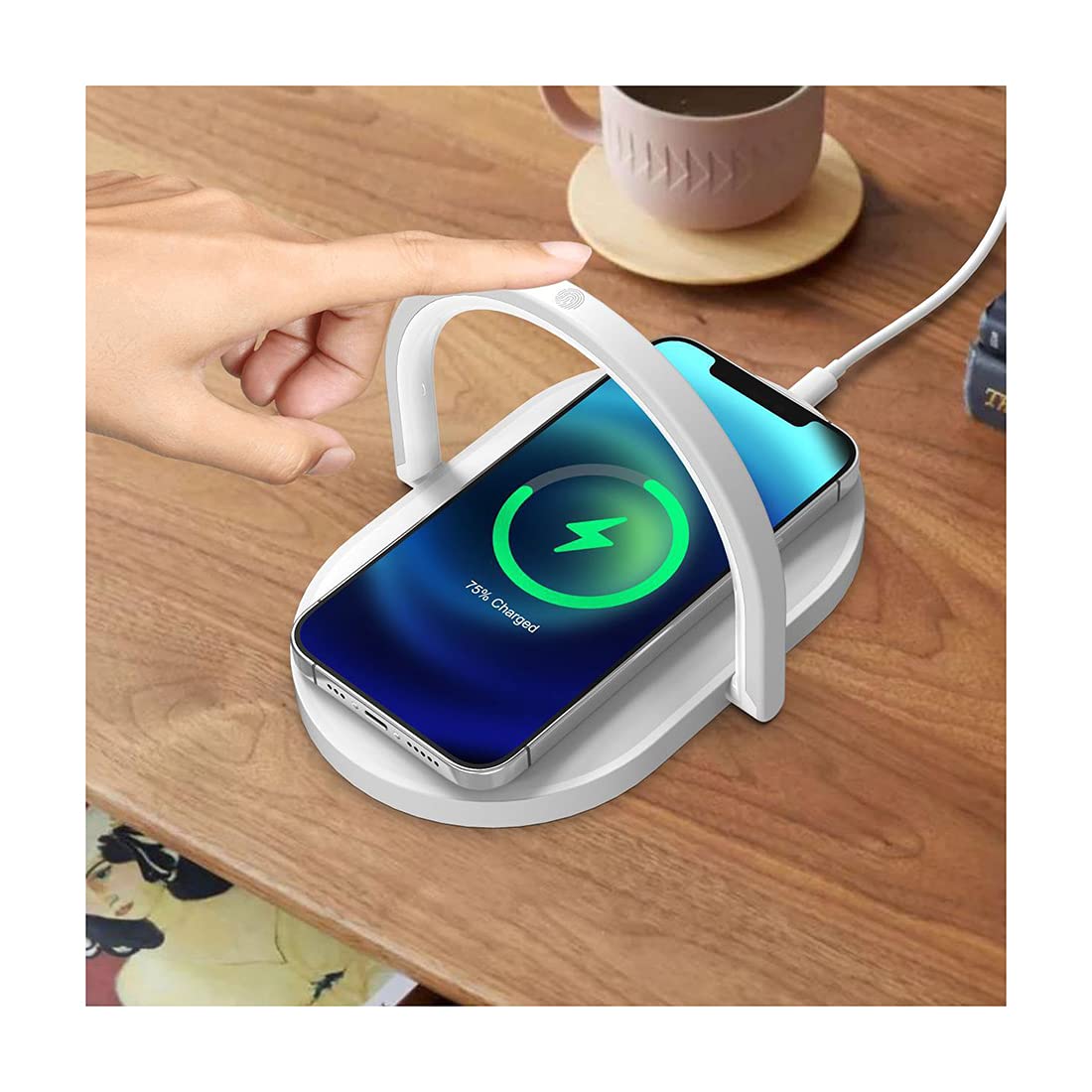 Wireless Charging Table Lamp with Touch Control - Dimmable LED Desk Light for Bedroom, Living Room & Office | Nightstand Lamp for Reading, Working & Relaxing | Modern Decorative Night Light for Home & Office Use