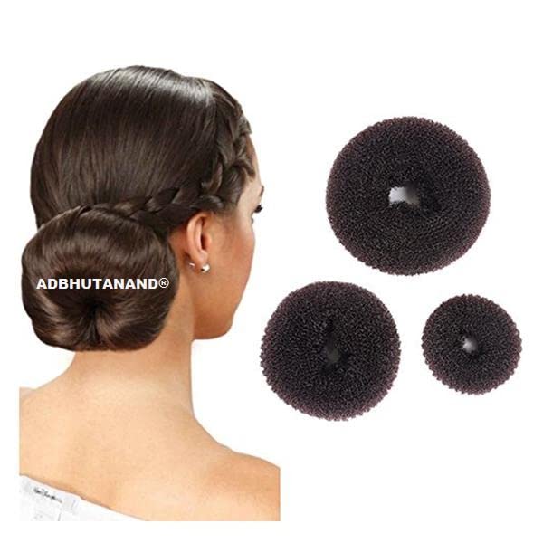 ADBHUTANAND® Hair Donut Bun Maker Set - 3 Different Sizes Salon Accessories for Perfect Buns & Updos - Great for Weddings, Parties & Everyday Hairstyling