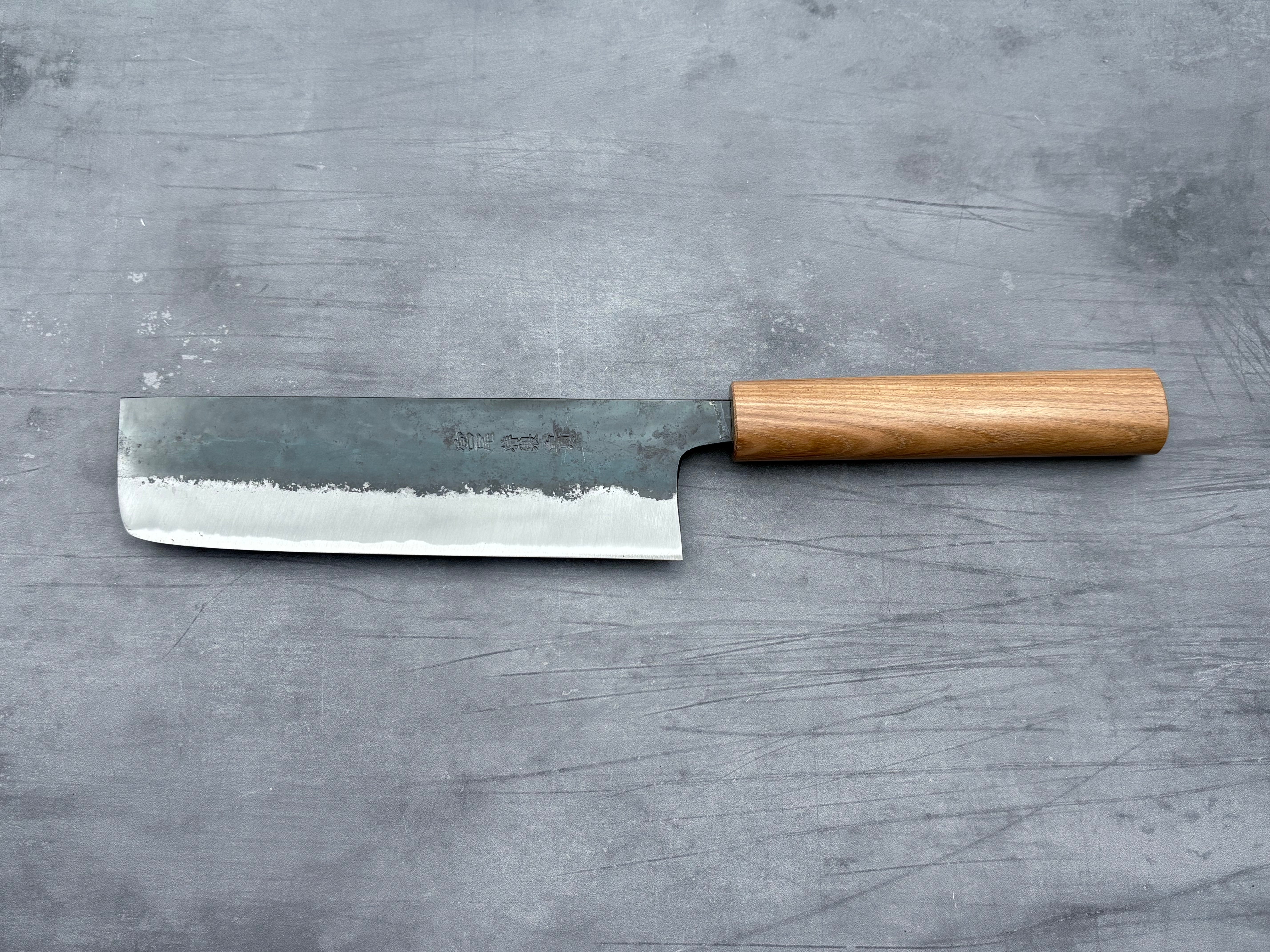 Premium Japanese Nakiri Knife - Blue #1 Steel Blade for Professional Chefs & Home Cooking - Perfect for Slicing Vegetables, Herbs & Sushi Prep