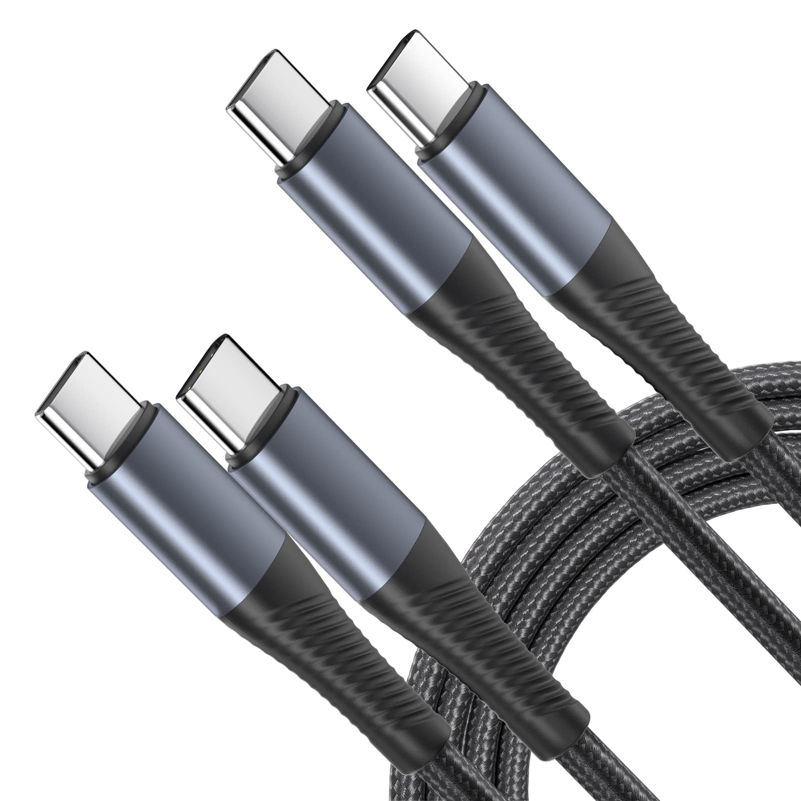 Deegotech USB C to USB C Cable [6.6Ft 2-Pack] 100W Fast Charging, 5A Nylon Braided Durable PD Charger Cable for MacBook Pro/Air, iPad Pro/Air, Galaxy S22/S21 - Black | Perfect for Home, Office & Travel Charging