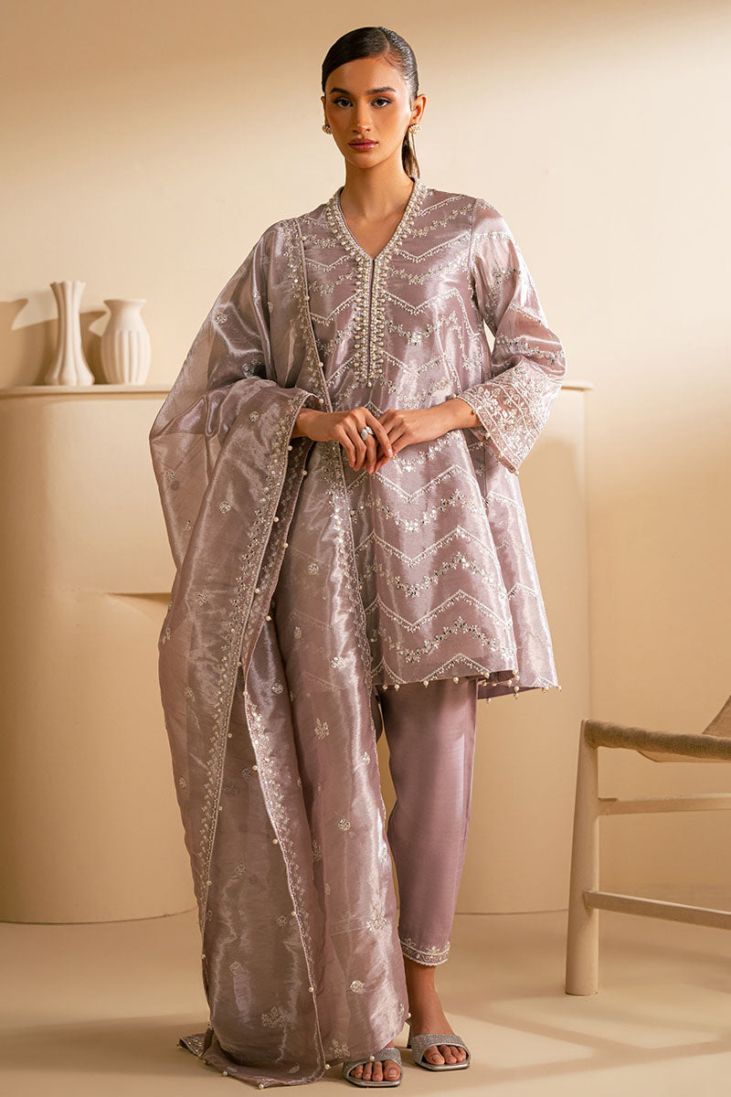 Lilac Haze 3-Piece Outfit Set for Women - Stylish Shirt, Trousers & Dupatta - Elegant Ethnic Wear for Parties, Weddings & Festive Occasions