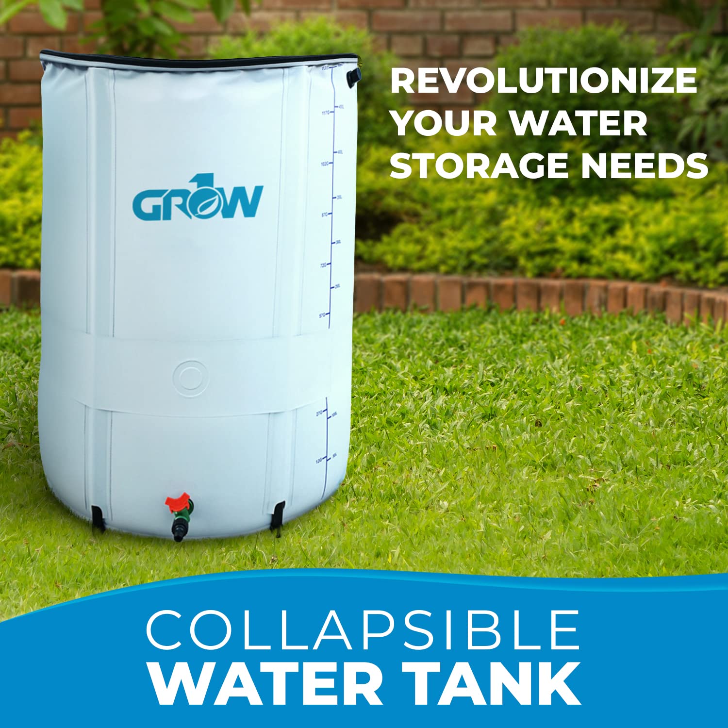 GROW1 265 Gallon Collapsible Water Storage Tank - Portable Reservoir Barrel for Garden, Greenhouse & Outdoor Plants | Ideal for Gardening, Irrigation & Emergency Water Storage