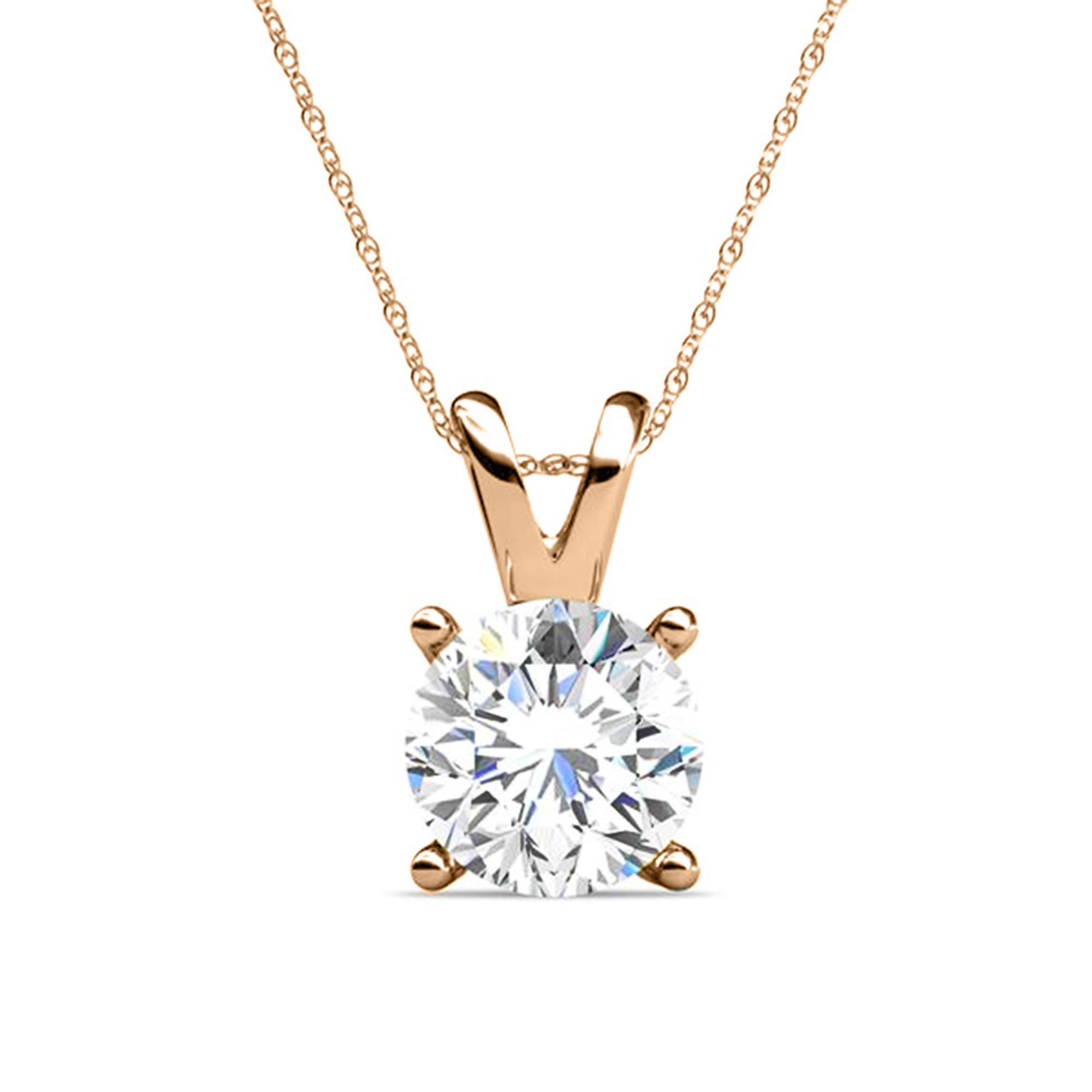 Exquisite 0.18 Carat Round Diamond Solitaire Pendant in 14K Rose Gold - Perfect for Anniversary Gifts & Special Occasions