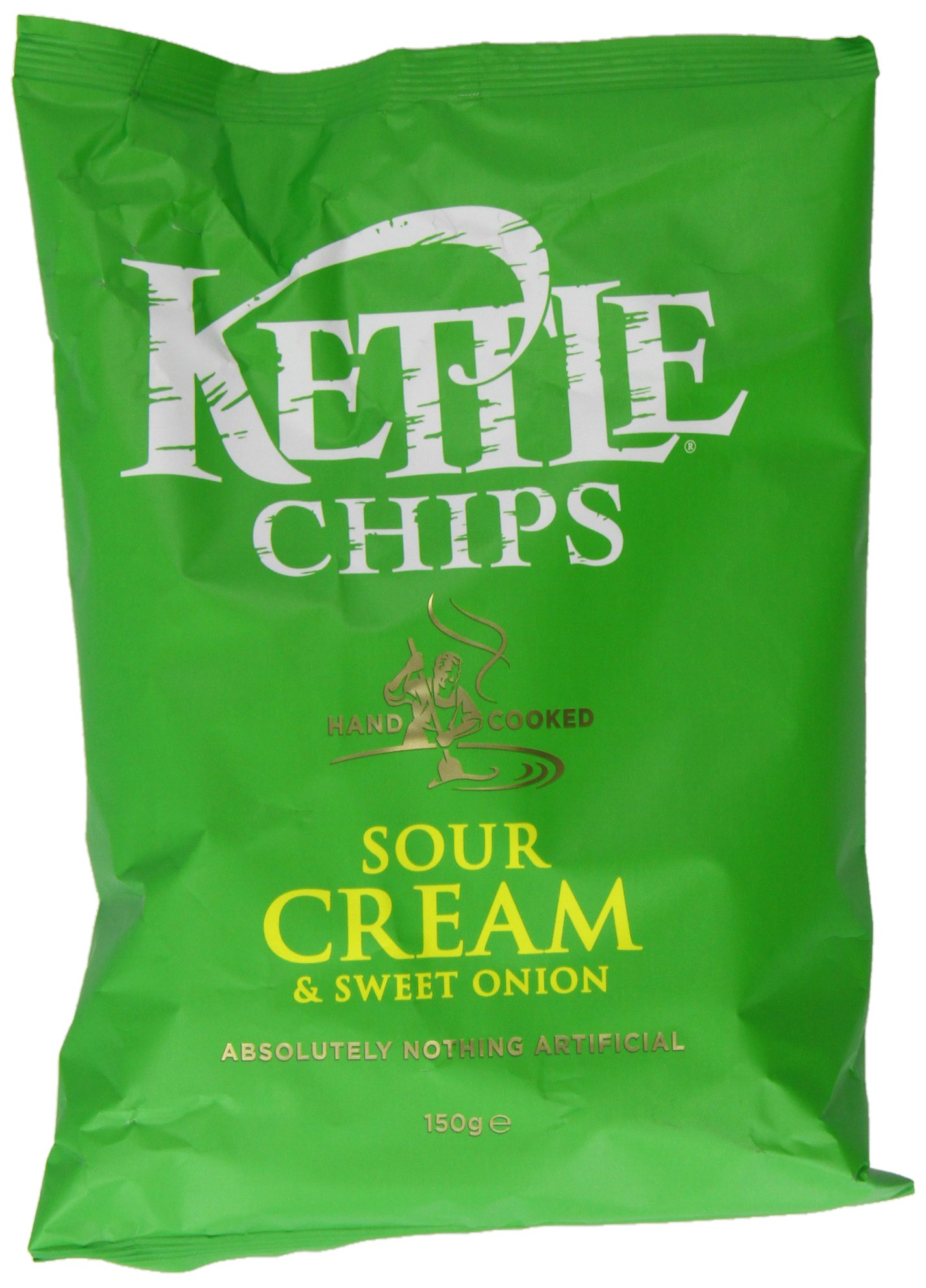 Kettle Chips Sour Cream & Onion Flavored Potato Chips - 150g (Pack of 4) | Crunchy Snack for Parties, Picnics & Movie Nights