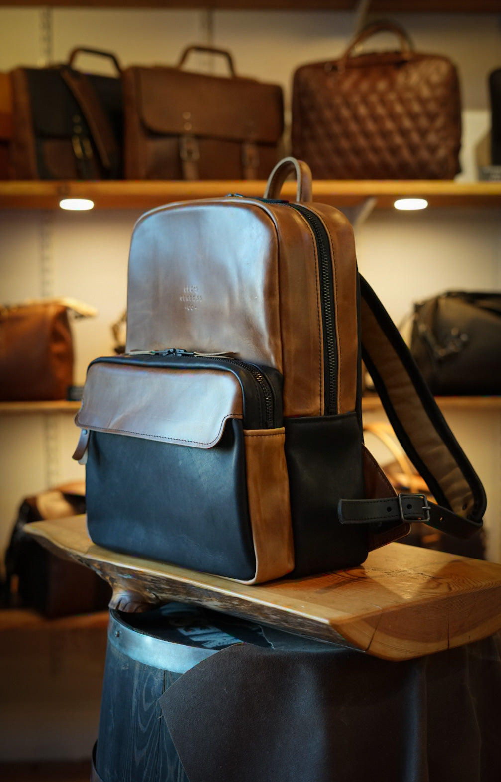 Premium Commuter Backpack for Men & Women - Two-Tone Design (Horween English Tan + Flat Black) - Durable Laptop Backpack for Work, Travel & College - Water-Resistant & Spacious