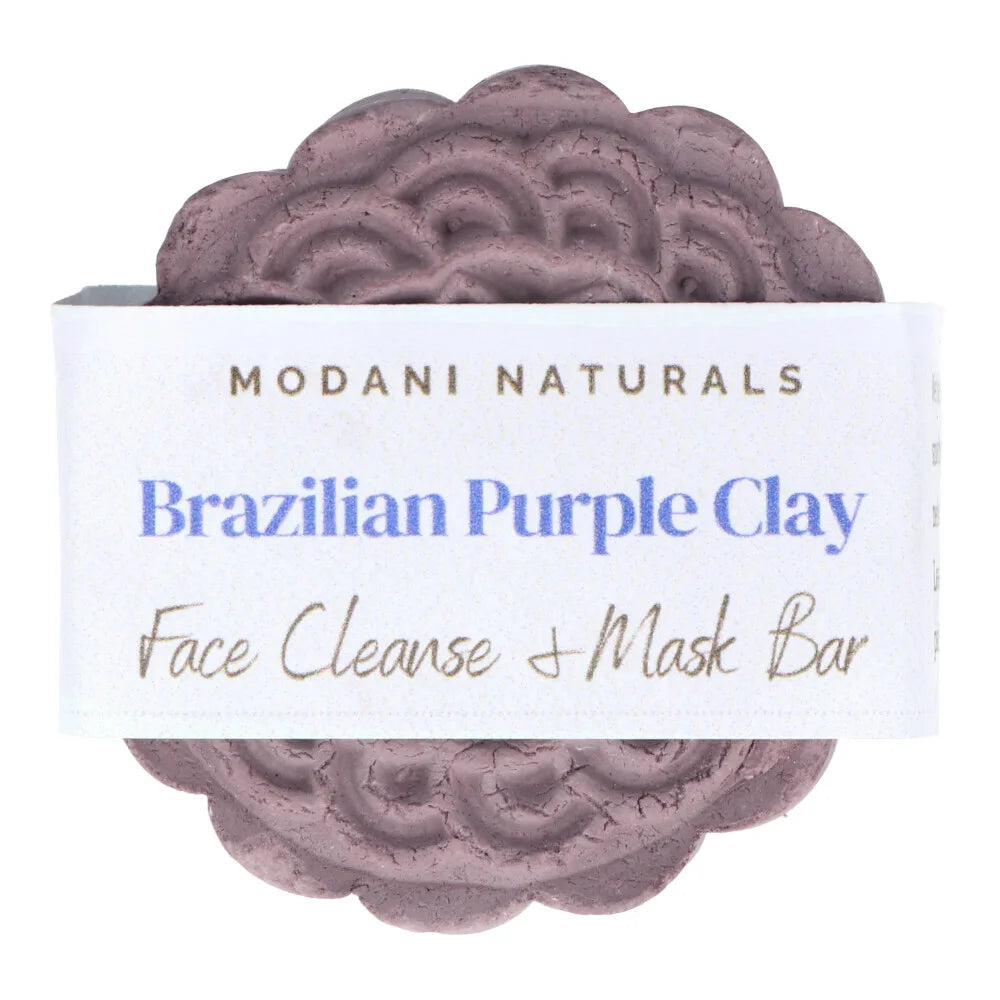 Modani Naturals Cleanse & Mask Bar with Brazilian Purple Clay - 90g Detoxifying Facial Soap for Acne, Blackheads & Oily Skin | Deep Cleansing & Exfoliating Skincare Treatment for Men & Women
