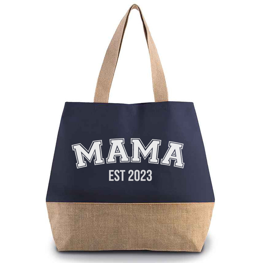 All Mum's Things Mama Est Personalized Shopping Tote Bag - Perfect Gift for Mothers Day, Birthday & Grocery Shopping