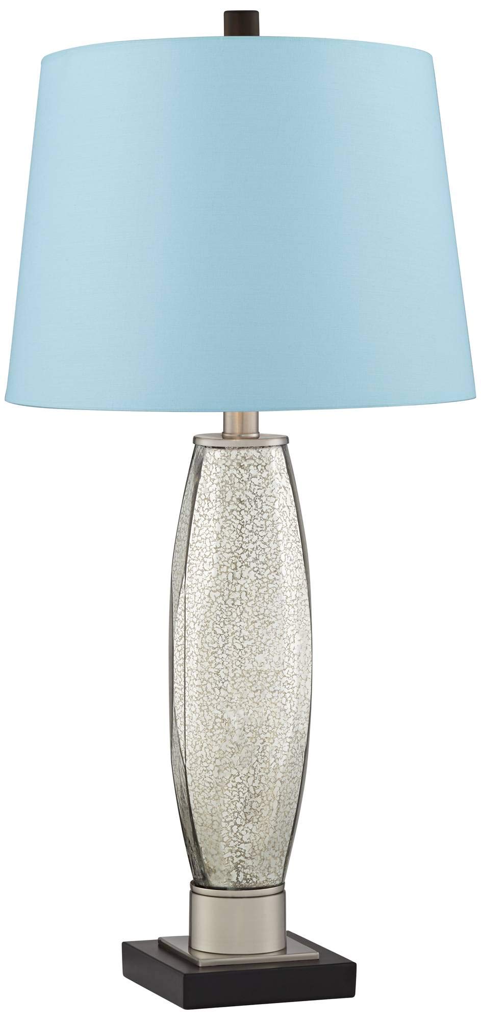 Regency Hill Landro Modern Luxury Table Lamps - Set of 2 Mercury Glass Silver Blue Drum Shade, 27.5
