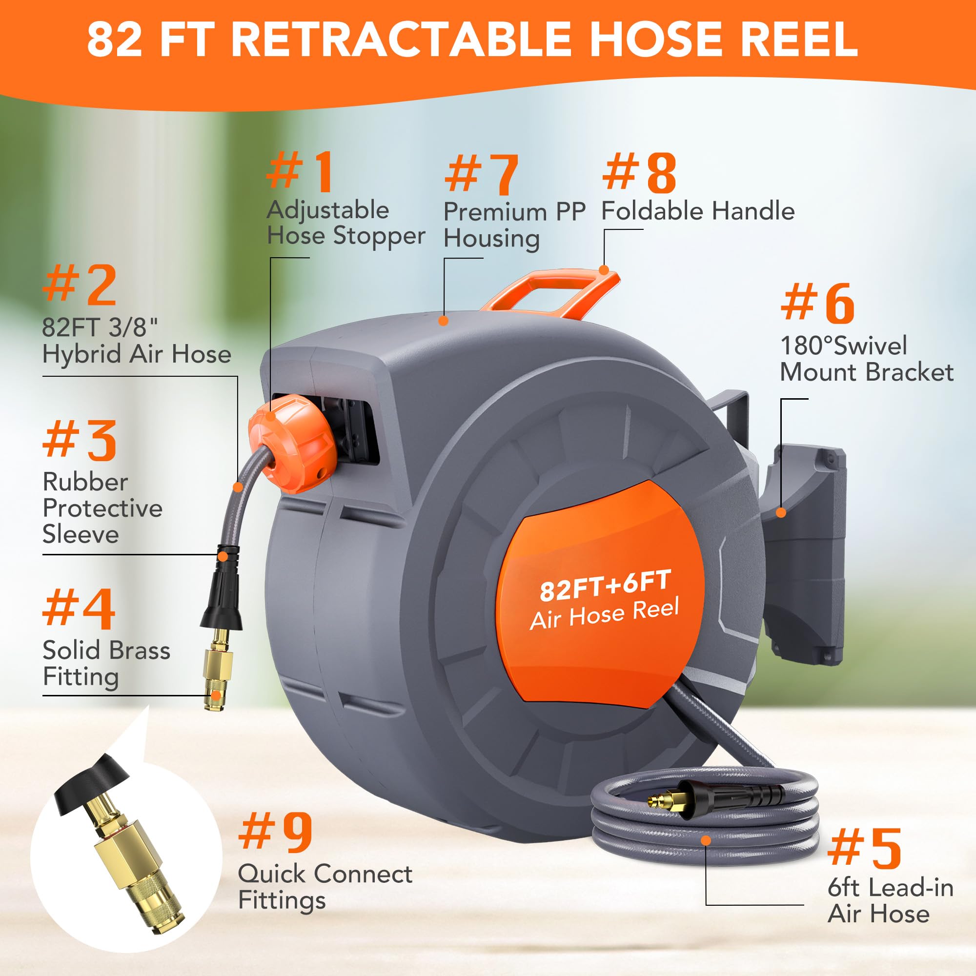 Retractable Air Hose Reel 3/8