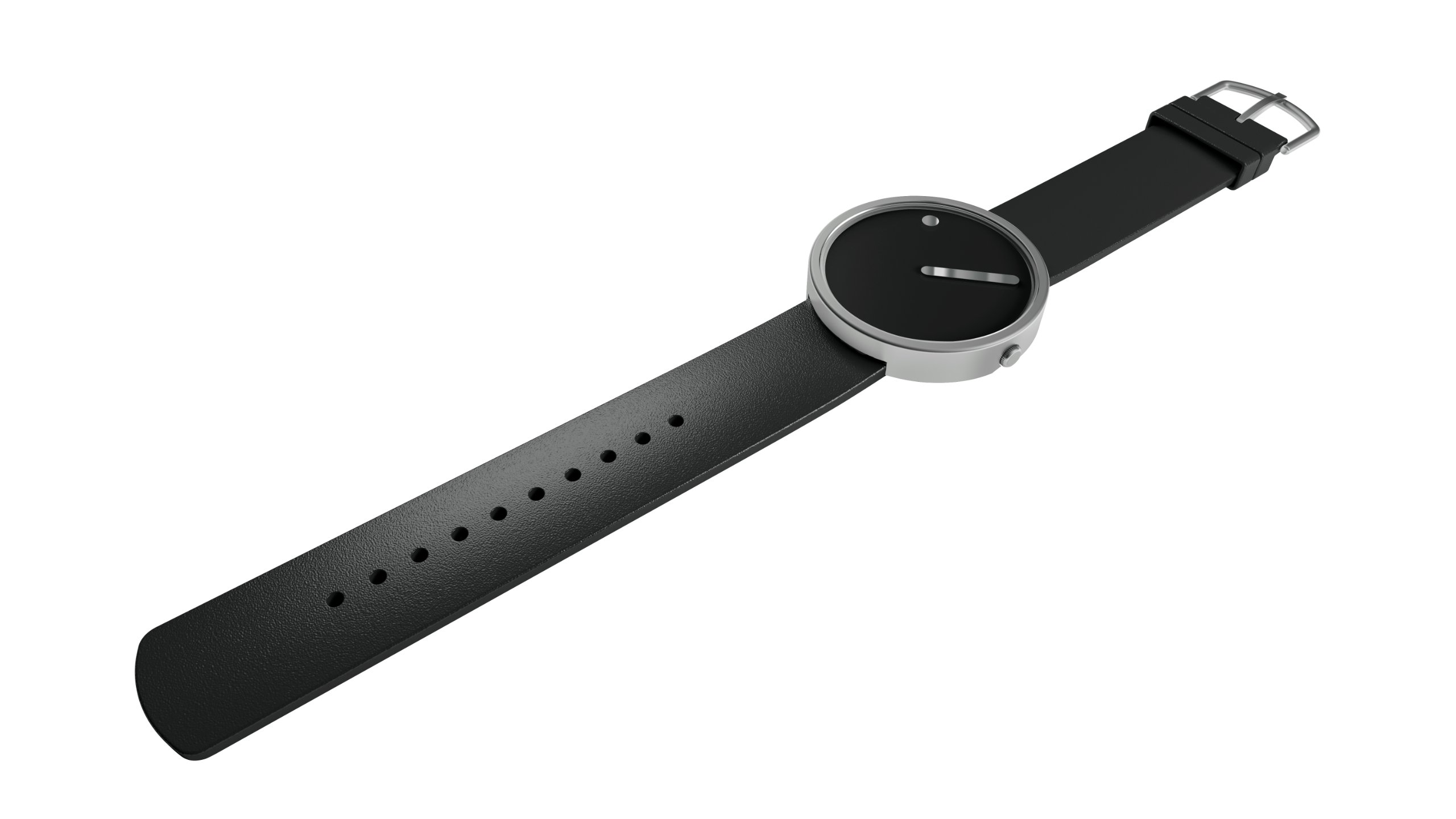 Rosendahl Picto Watch - Black Dial with Polished Steel Case (1.8