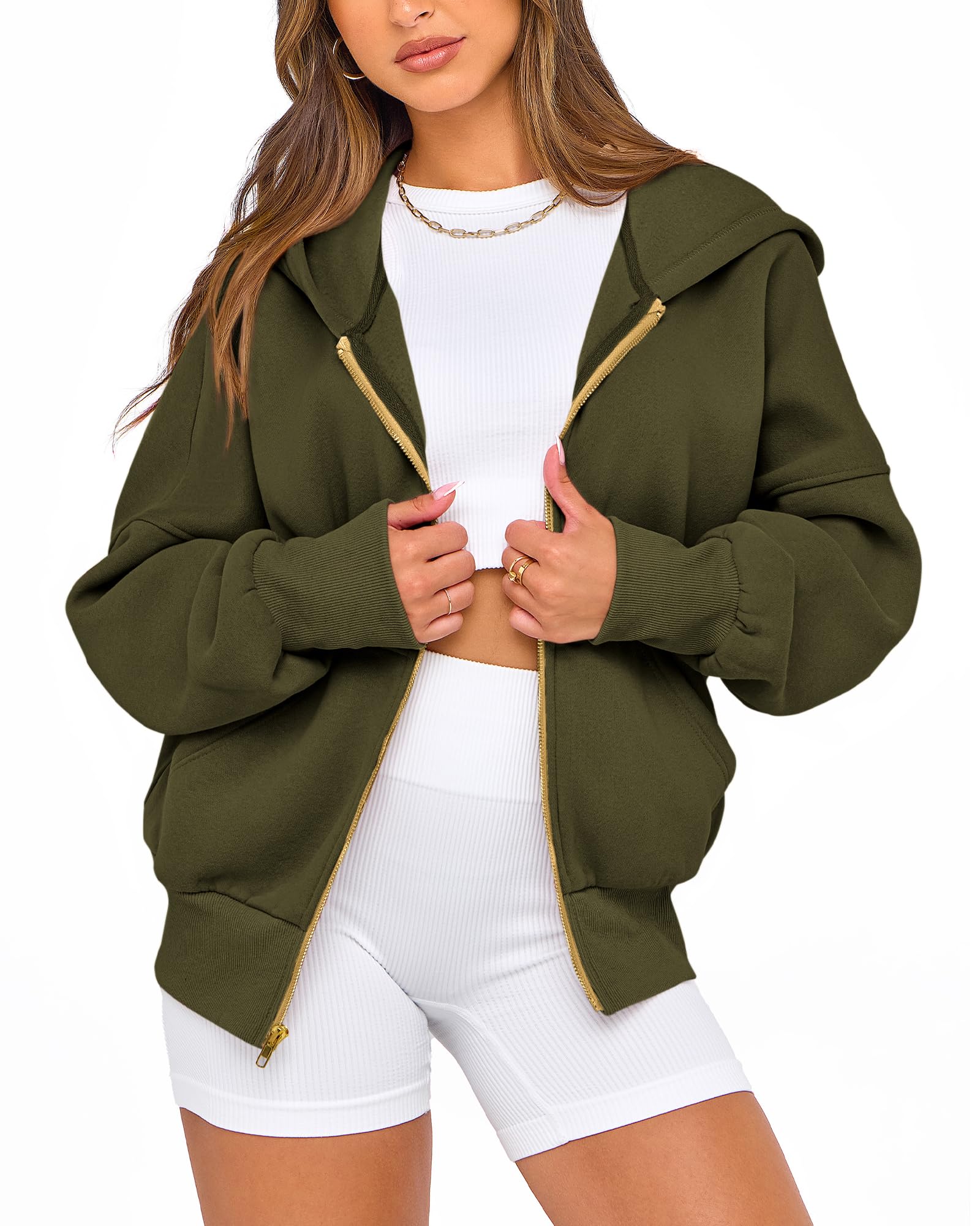 BTFBM Women's Zip Up Hoodies - Long Sleeve Fleece Sweatshirt with Hood | Y2K Fashion Trend 2025 | Cozy Fall & Winter Outerwear for Casual Wear, Street Style & Layering