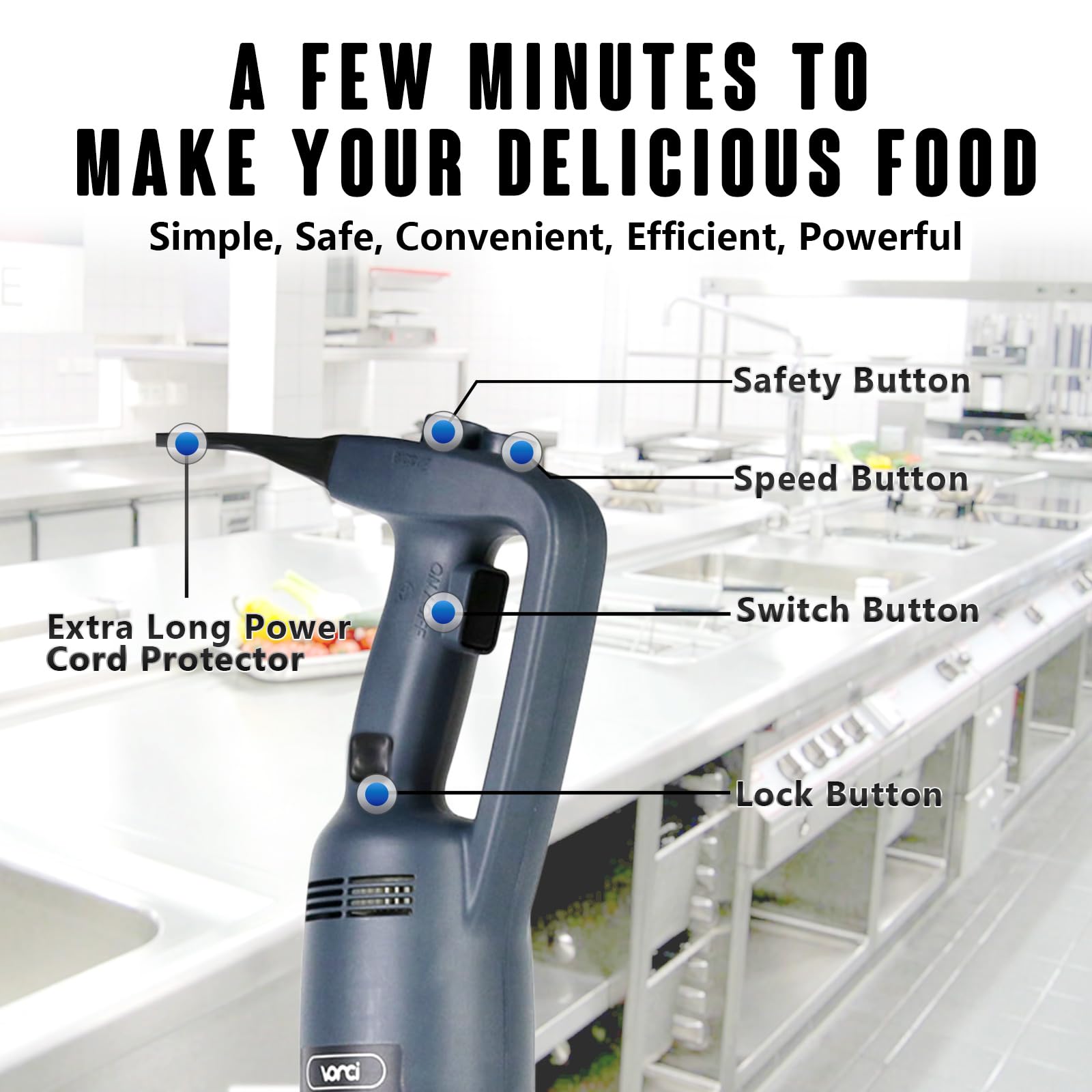 VONCI 500W Commercial Immersion Blender - Heavy Duty Handheld Stick Blender with 20