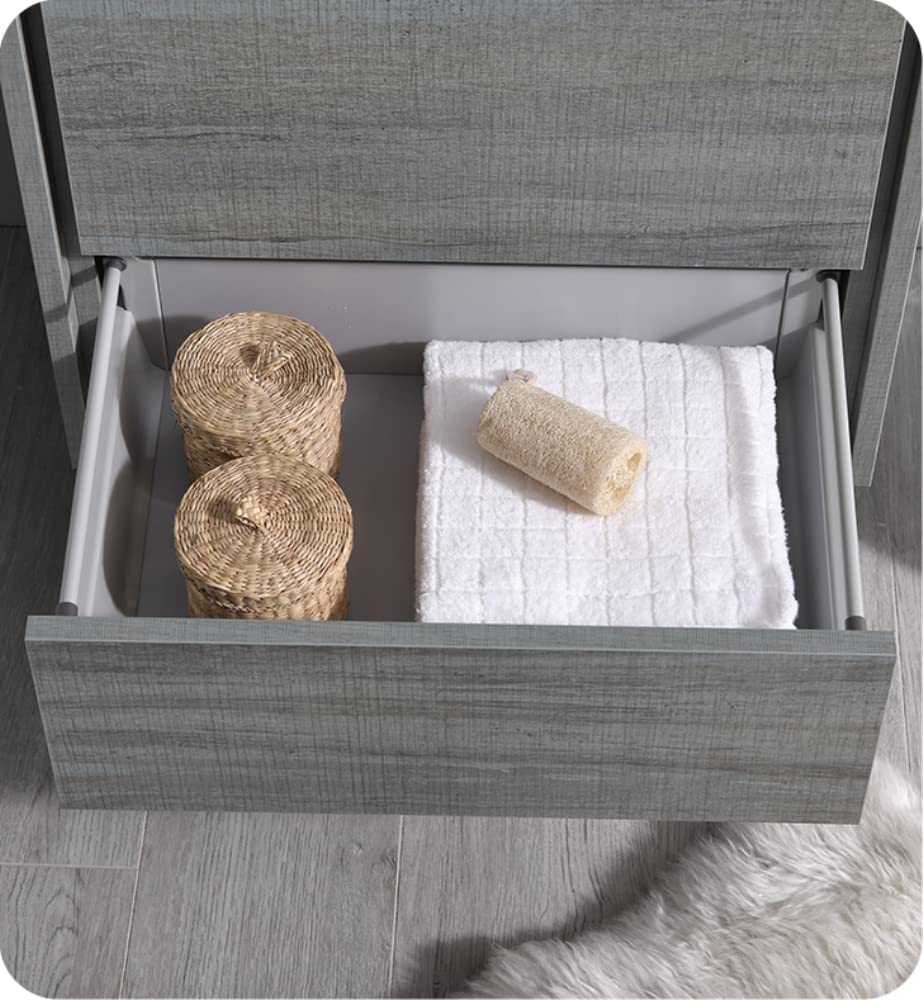 Fresca Catania 24 Inch Modern Wall Mounted Bathroom Vanity in Ocean Gray - Sleek Storage Cabinet for Small Bathrooms (Sink Not Included) | Perfect for Powder Rooms, Guest Baths & Contemporary Home Decor