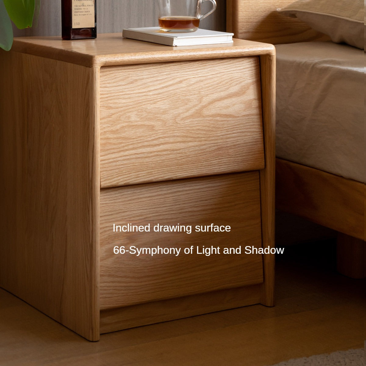 Solid Oak and Ash Wood Nightstand - Sturdy Bedside Table for Bedroom, Living Room, or Guest Room - Perfect for Storage and Decor