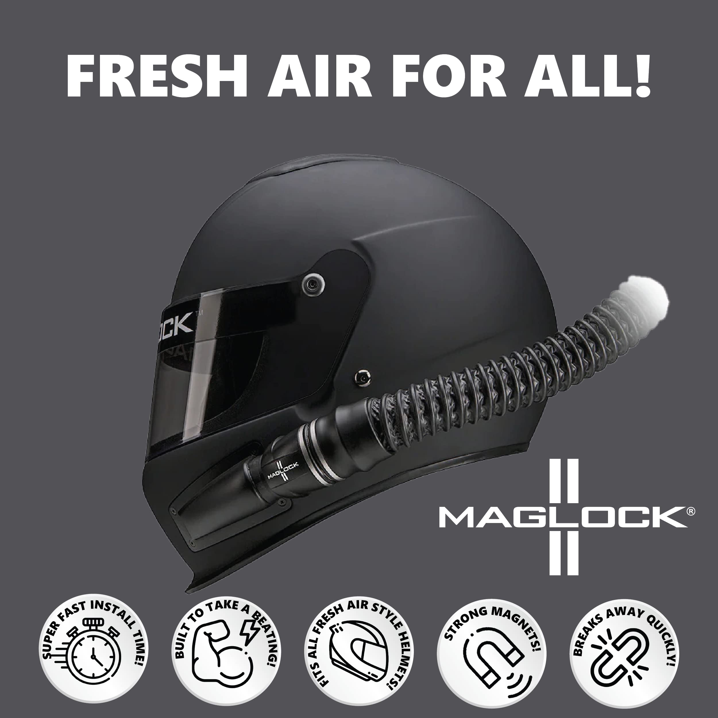 6-Foot Forced Fresh Air Hose with Magnetic Lock | Made in USA | Durable Ventilation for Workshops, Garages & Industrial Use