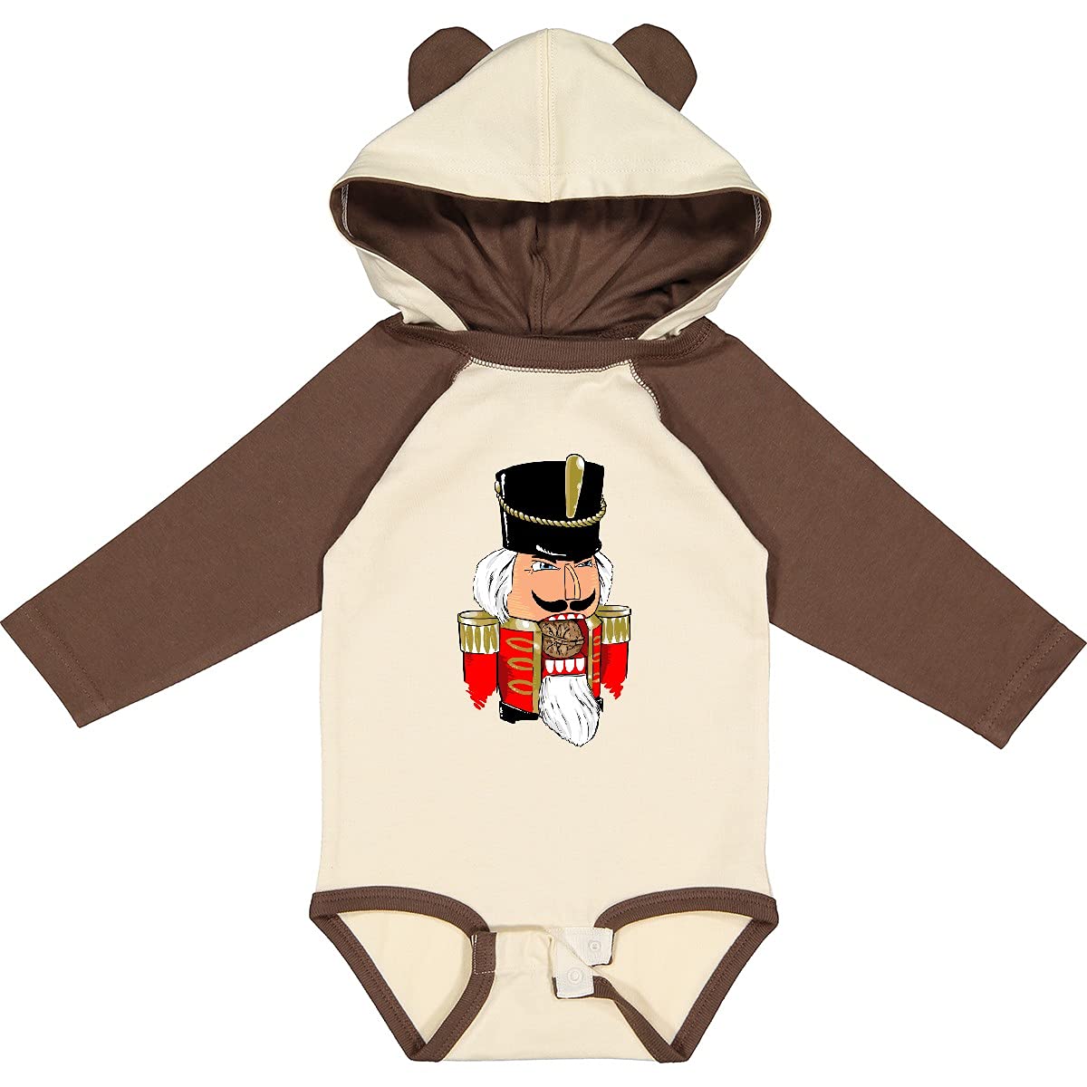 Inktastic Christmas Nutcracker Red Long Sleeve Baby Bodysuit - Festive Holiday Outfit for Infants, Newborn Photo Shoot, Family Matching Pajamas, Xmas Party Wear