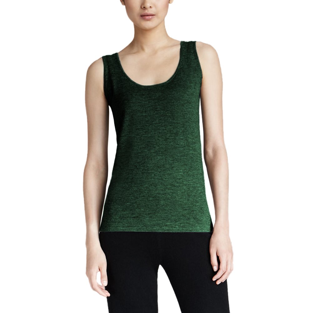 Parisbonbon Women's 100% Cashmere Scoop Neck Tank Top - Soft & Luxurious Hunter Green Sleeveless Shirt, Size 2XS | Perfect for Layering, Office Wear & Casual Outfits