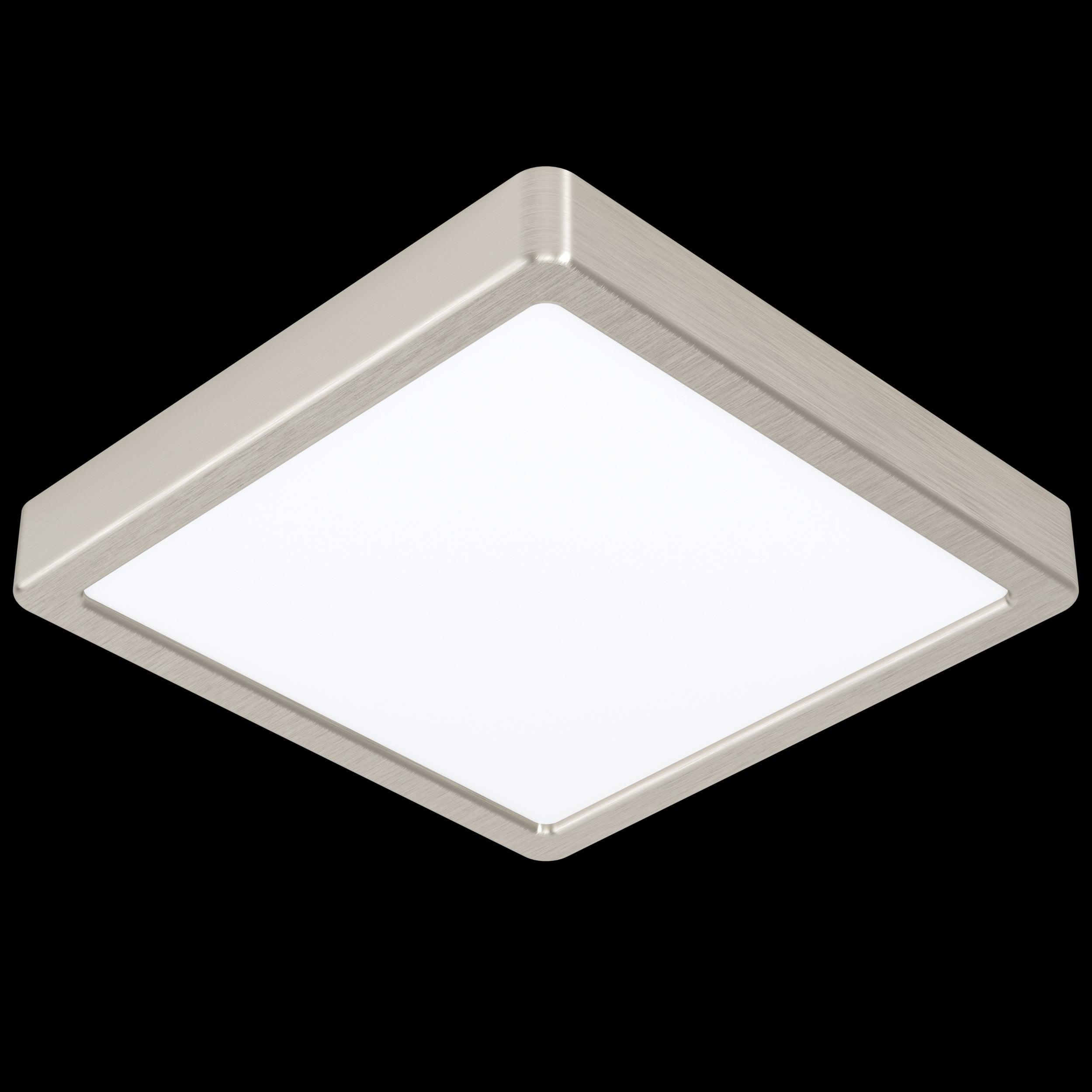 Eglo Connect Fueva Z Smart LED Nickel Square Ceiling Light - Dimmable WiFi-Enabled Fixture for Modern Home, Bedroom & Office Lighting