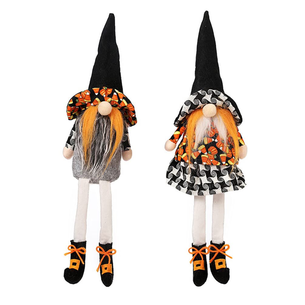 HEALLILY 2-Pack Halloween Gnomes Plush Decorations - Handmade Swedish Tomte Gnome Dolls for Halloween Scene, Party & Home Decor - Perfect for Porch, Yard & Indoor Holiday Display