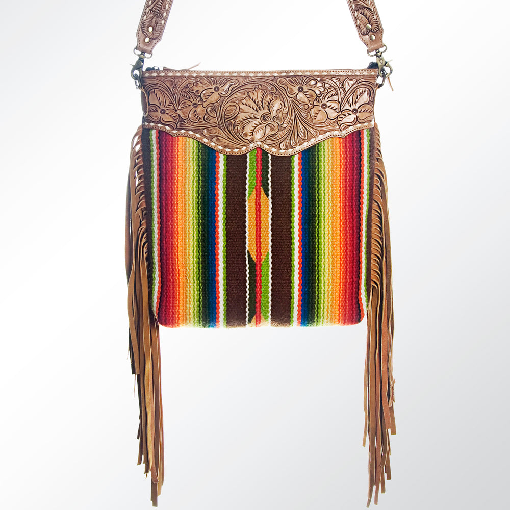 American Darling ADBGA116 Genuine Leather Western Crossbody Bag for Women - Hand Tooled Saddle Blanket Design - Perfect for Cowgirl Style, Rodeo Events & Country Outfits