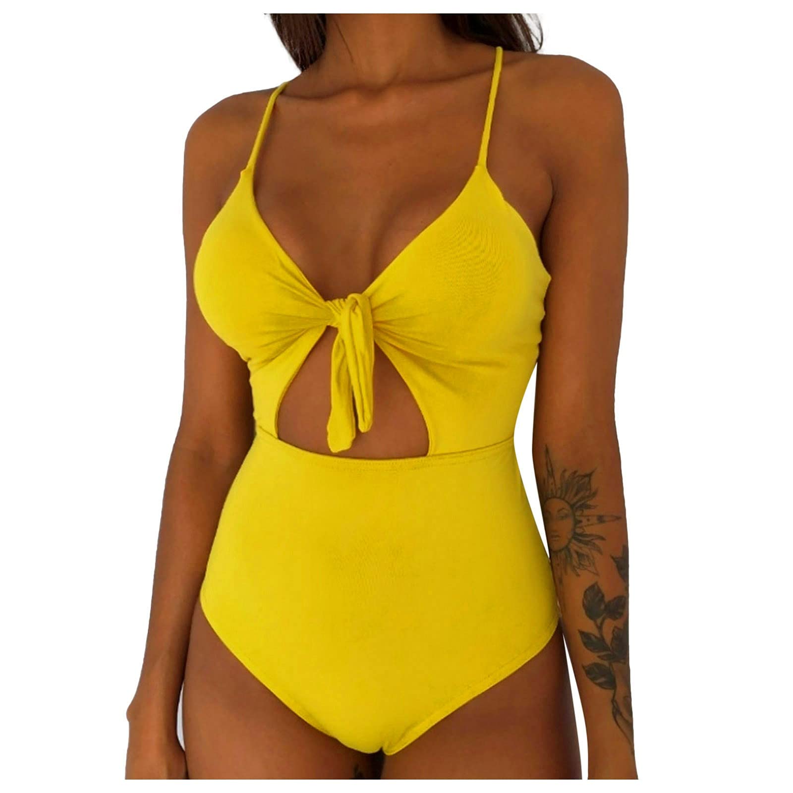 **Women's One Piece Swimsuits - V Neck Monokini with Tummy Control & Sexy Cross Backless Design for Beach, Pool & Summer Vacations**