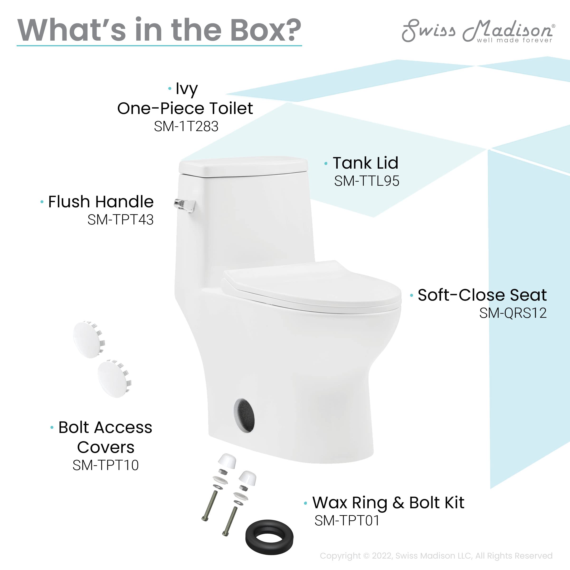 Ivy One-Piece Left-Hand Flush Toilet 1.28 GPF Water-Saving Elongated Bowl - Perfect for Small Bathrooms & Modern Homes