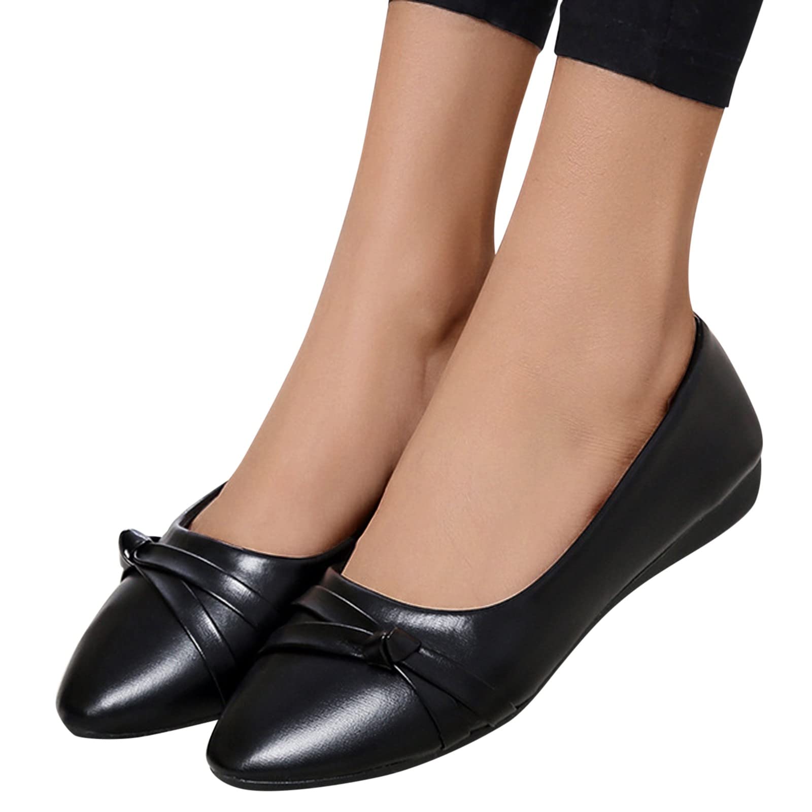 Women's Black Dressy Comfort Flats - Ultralight Foldable Non-Slip Work Shoes for Plantar Fasciitis | Casual & Outdoor Wear for Office, Travel & Daily Use