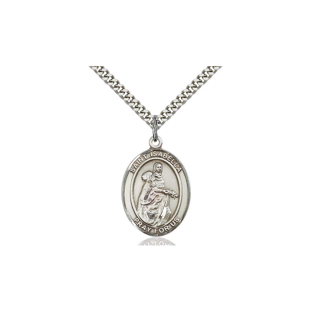 DiamondJewelryNY Sterling Silver St. Isabella of Portugal Pendant - Elegant Religious Jewelry for Women, Perfect for Gifts, Baptisms & Special Occasions