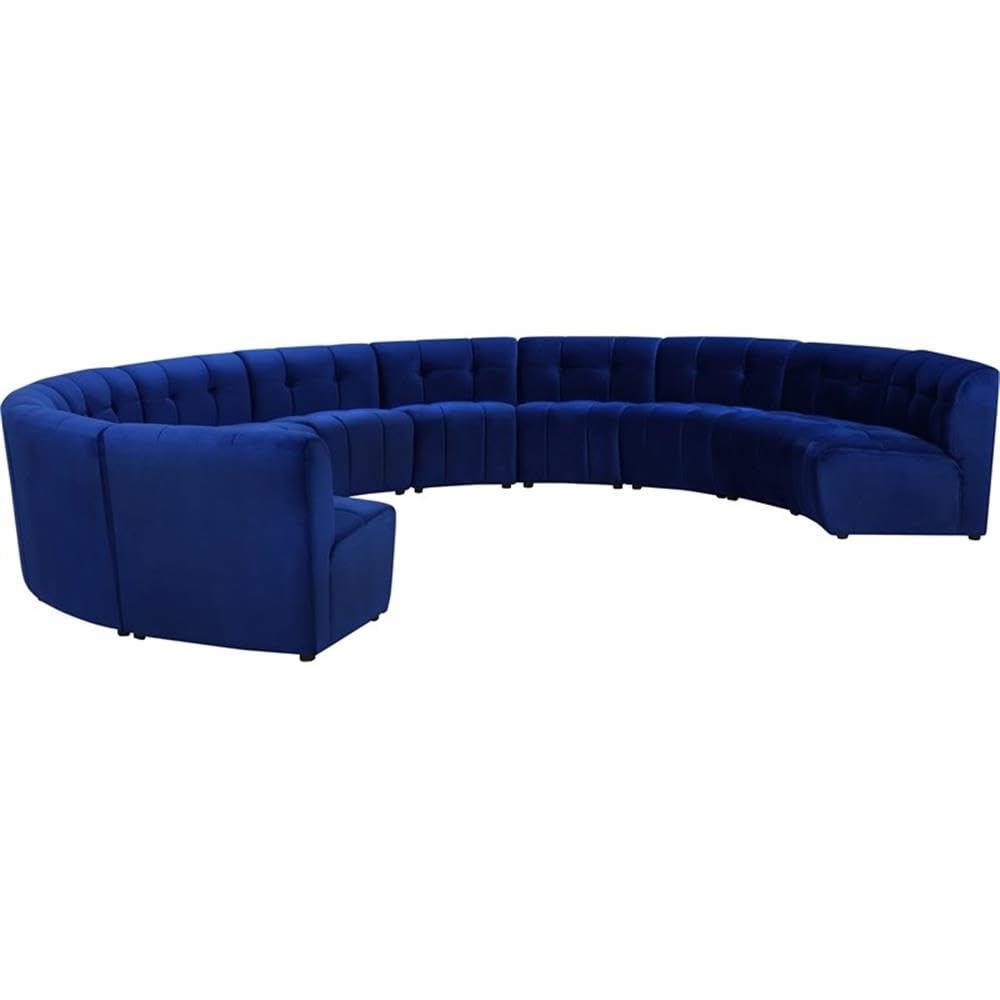MAKLAINE 11-Piece Modular Contemporary Velvet Sectional Sofa Set - Navy Blue Velvet Upholstery, L-Shaped Couch for Living Room, Family Room & Home Theater