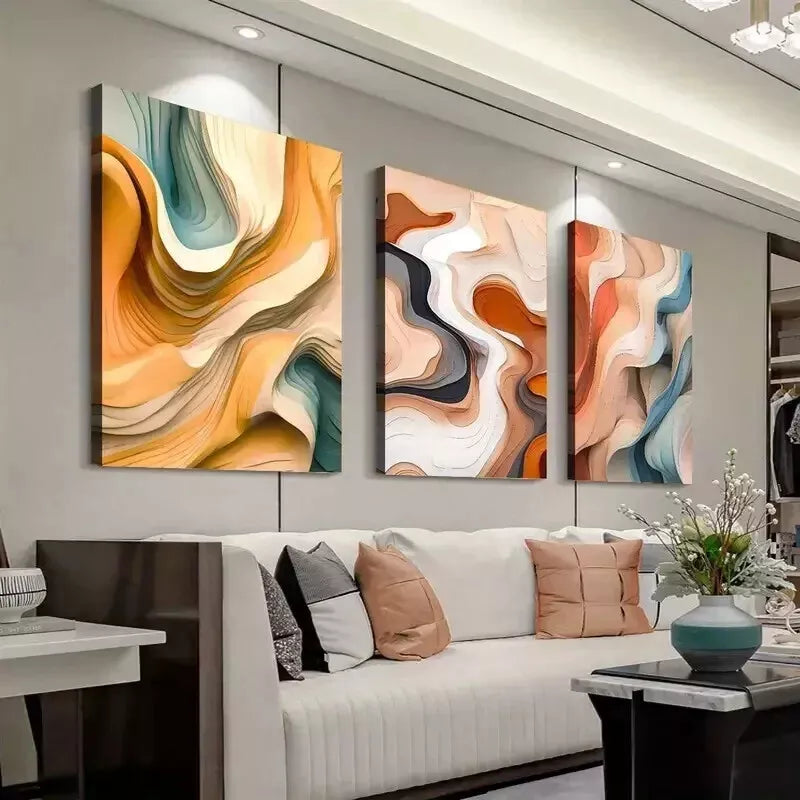 3-Piece Abstract Geometric Wall Art Set - Framed Canvas Prints 50x70cm | High-Quality Australian Made | Ready to Hang | Perfect for Living Room, Bedroom & Office Decor