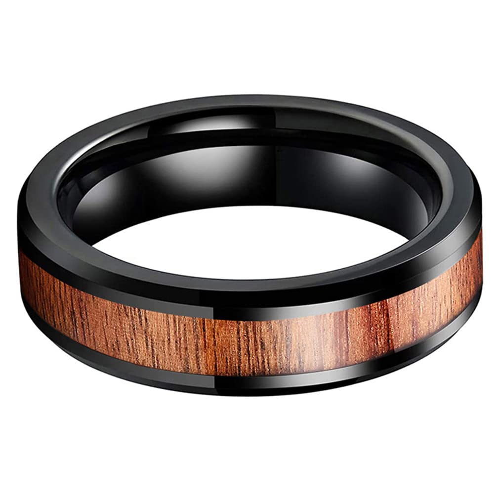 6mm Black Tungsten Carbide Wedding Band Rings for Men & Women - Polished Finish, Durable & Scratch-Resistant - Perfect for Anniversary, Engagement & Everyday Wear