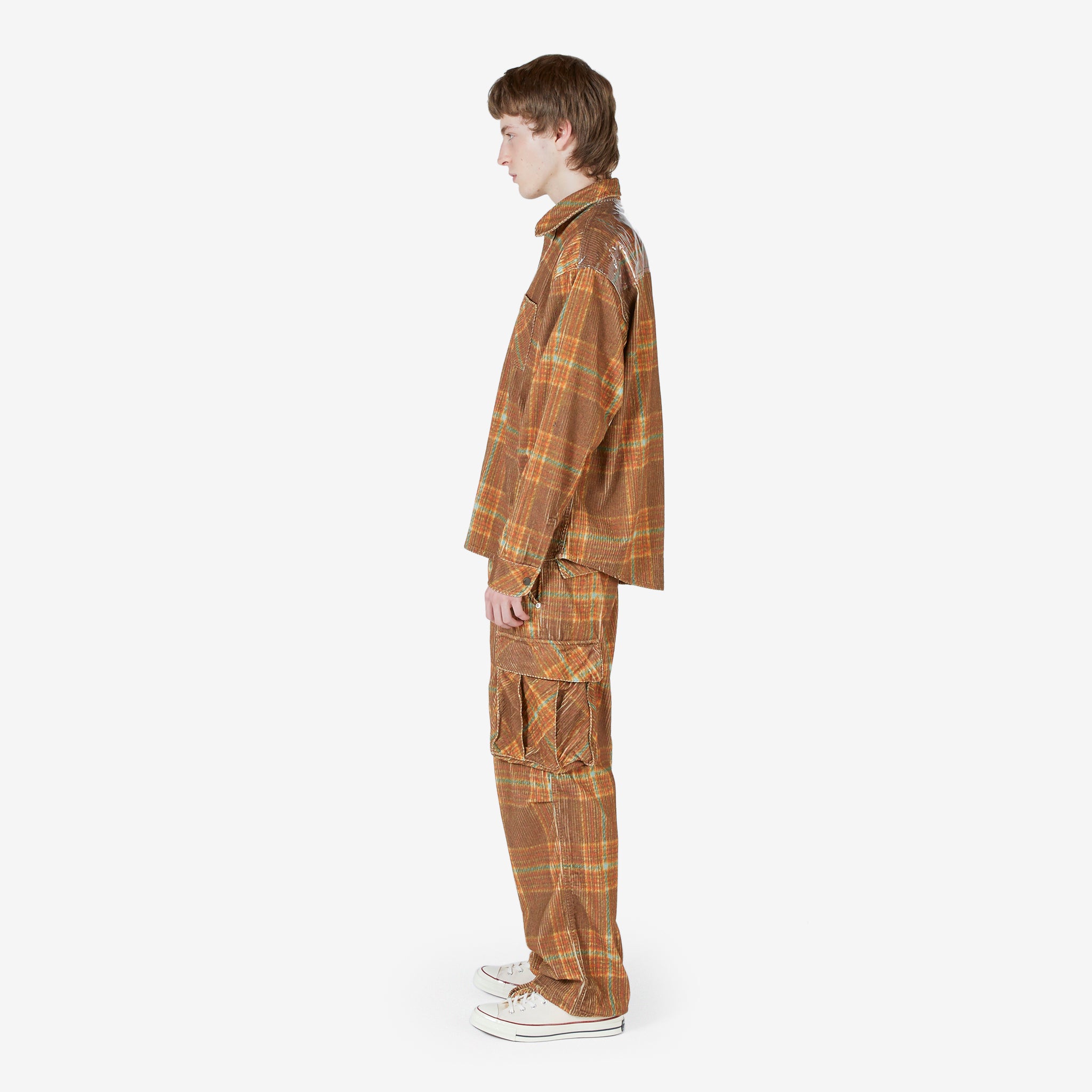Corduroy Printed Cargo Pants for Men - Grey Brown Casual Trousers with Multiple Pockets | Perfect for Outdoor Adventures, Streetwear & Everyday Comfort