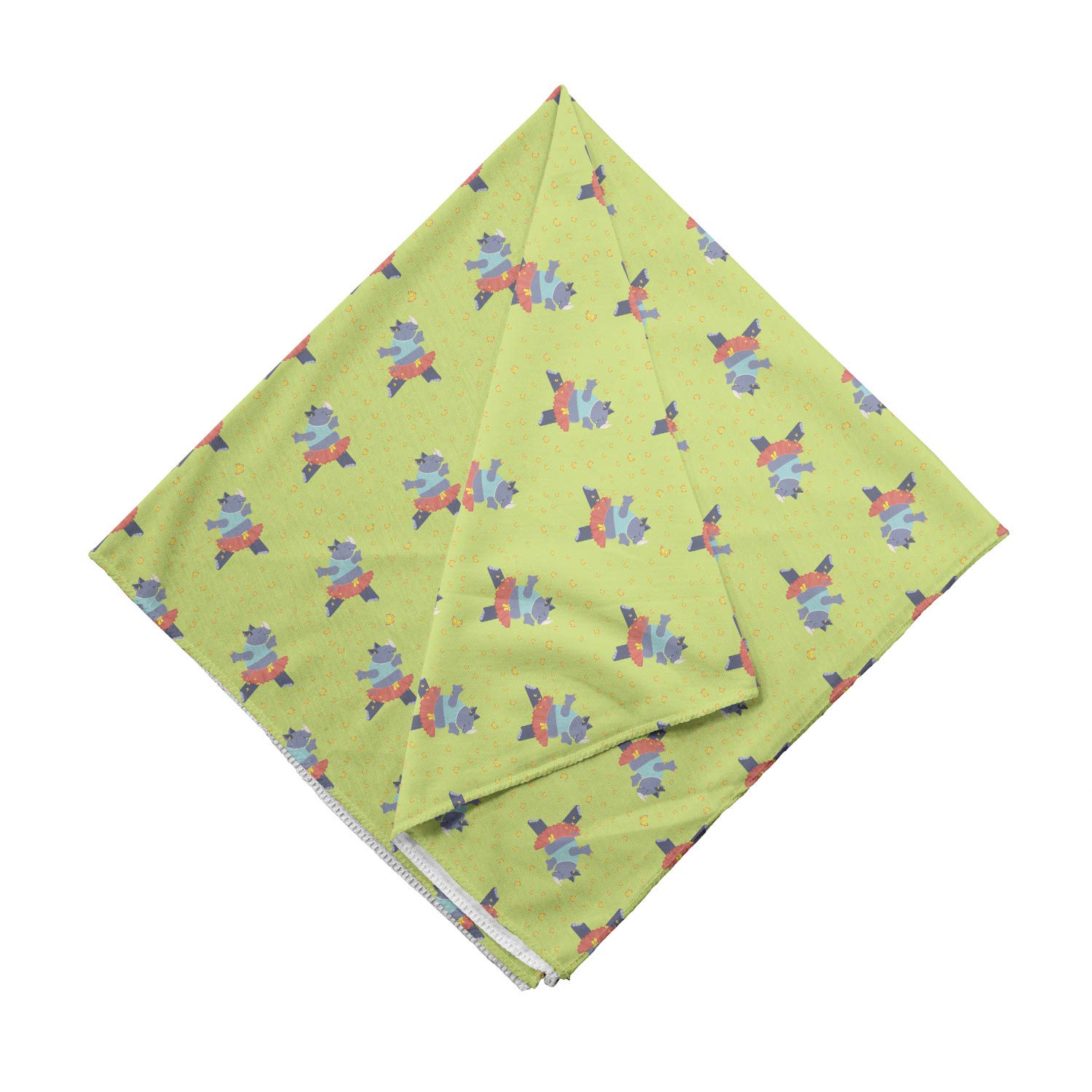 Ambesonne Cartoon Unisex Bandana - Funny Animal Dancing Tutu Design in Pale Green & Multicolor | Perfect for Costume Parties, Festivals & Everyday Fashion Accessory