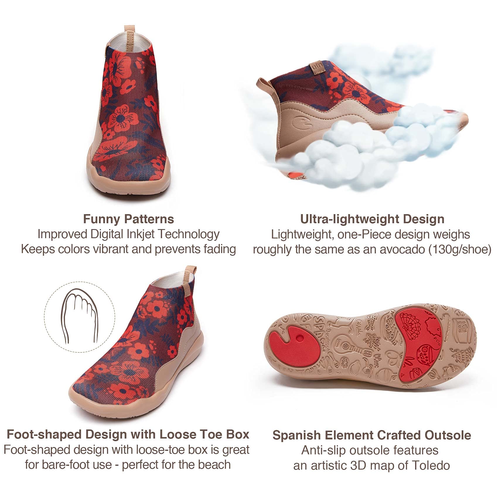 UIN Women's High Top Knit Walking Shoes - Lightweight Comfortable Fashion Sneakers for Casual Wear & Travel | Perfect for Walking, Running Errands & Everyday Outfits