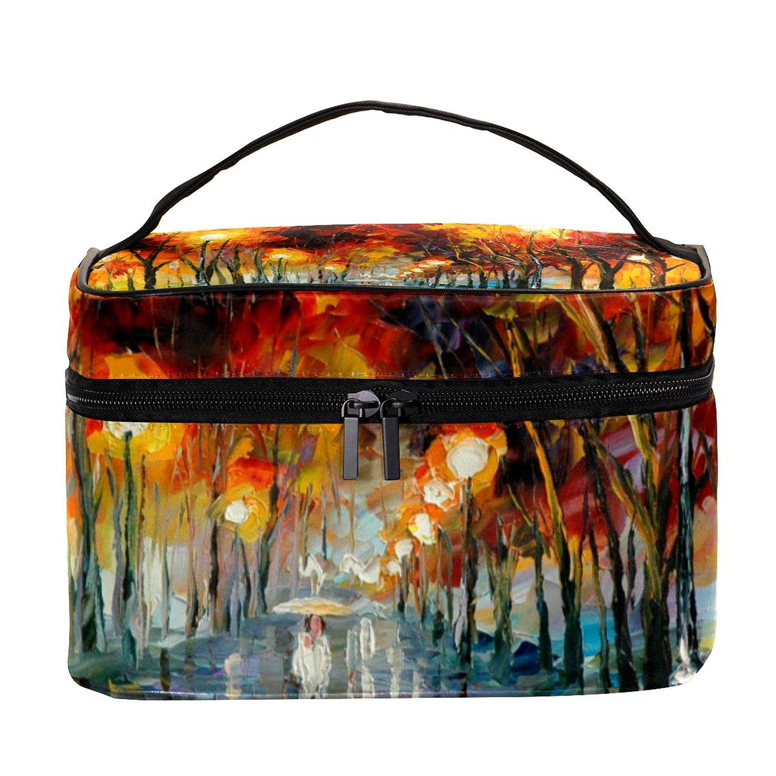 Premium Oil Painting Rainforest Path Travel Makeup Bag - Large Cosmetic Organizer with Zipper for Women & Girls | Perfect for Travel, Gym & Daily Essentials Storage