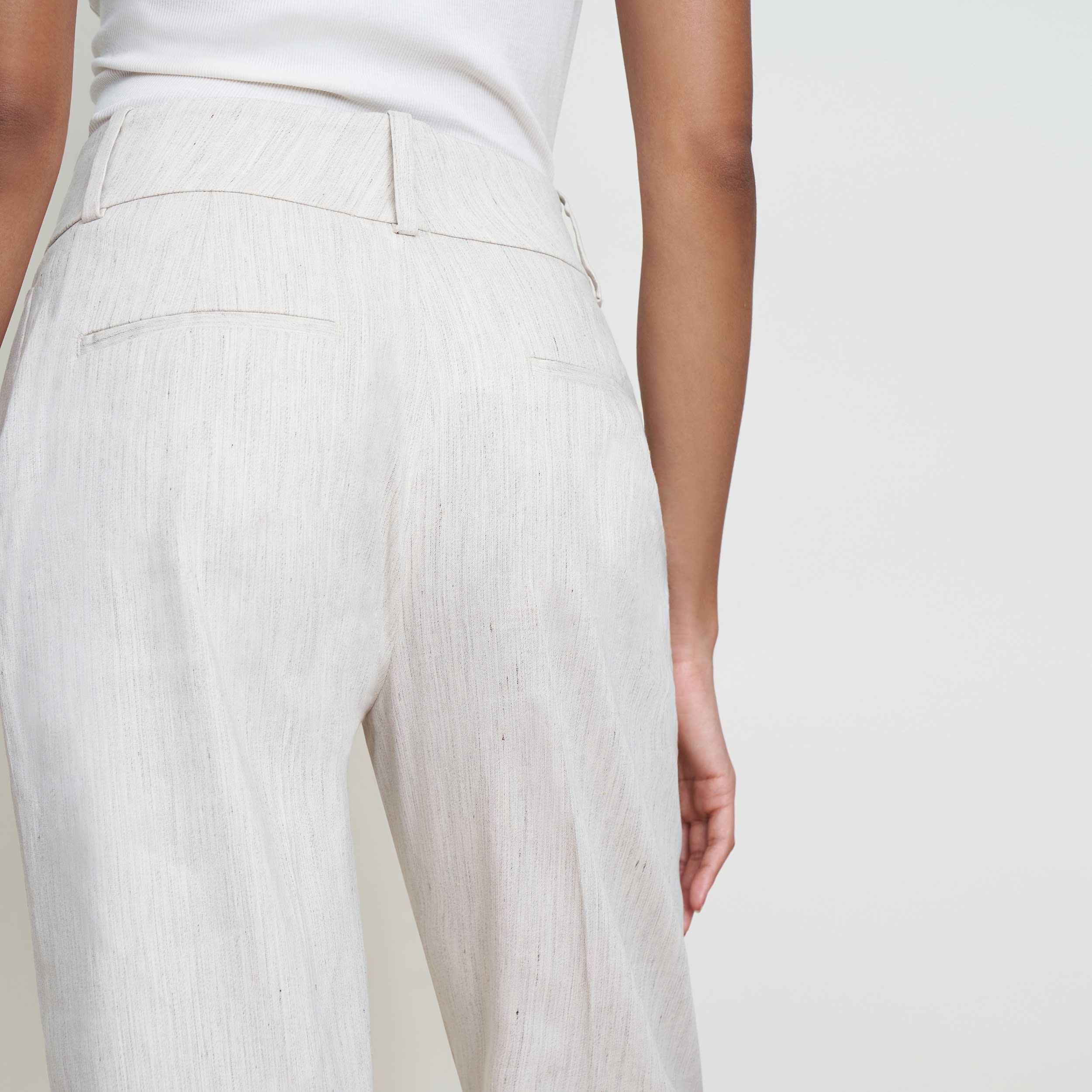 Chester Pant - Slubbed Stretch Linen Pants for Women | Natural Color | Comfortable Casual Wear for Office & Weekend Outings
