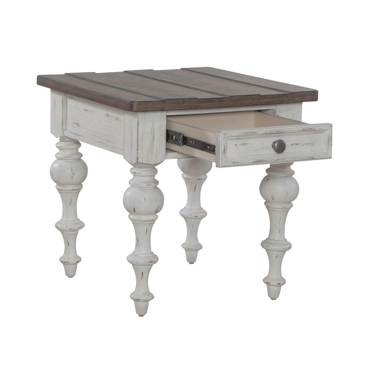River Place End Table 237 OT1020 - Modern Side Table for Living Room, Bedroom & Office - Small Accent Table with Sturdy Metal Frame & Wooden Top - Perfect for Coffee, Books & Decor