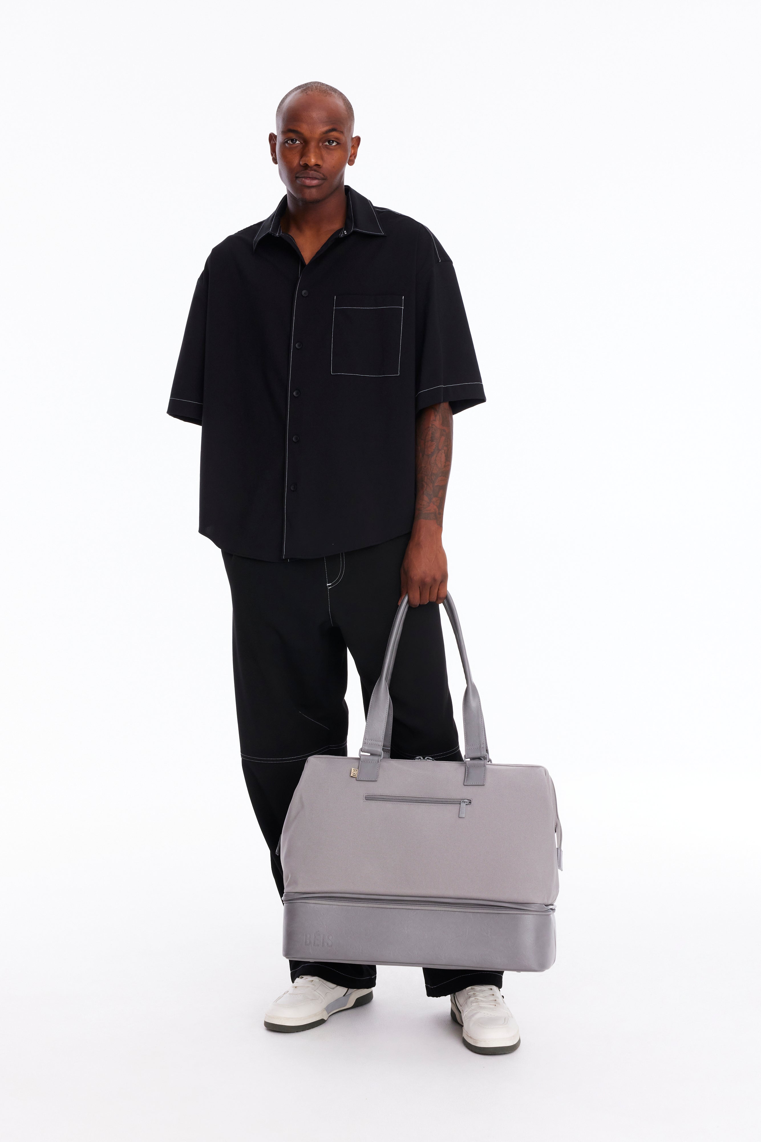 Convertible Weekender Bag in Grey - Stylish & Spacious Travel Duffel for Weekend Getaways, Gym, Work & Overnight Trips