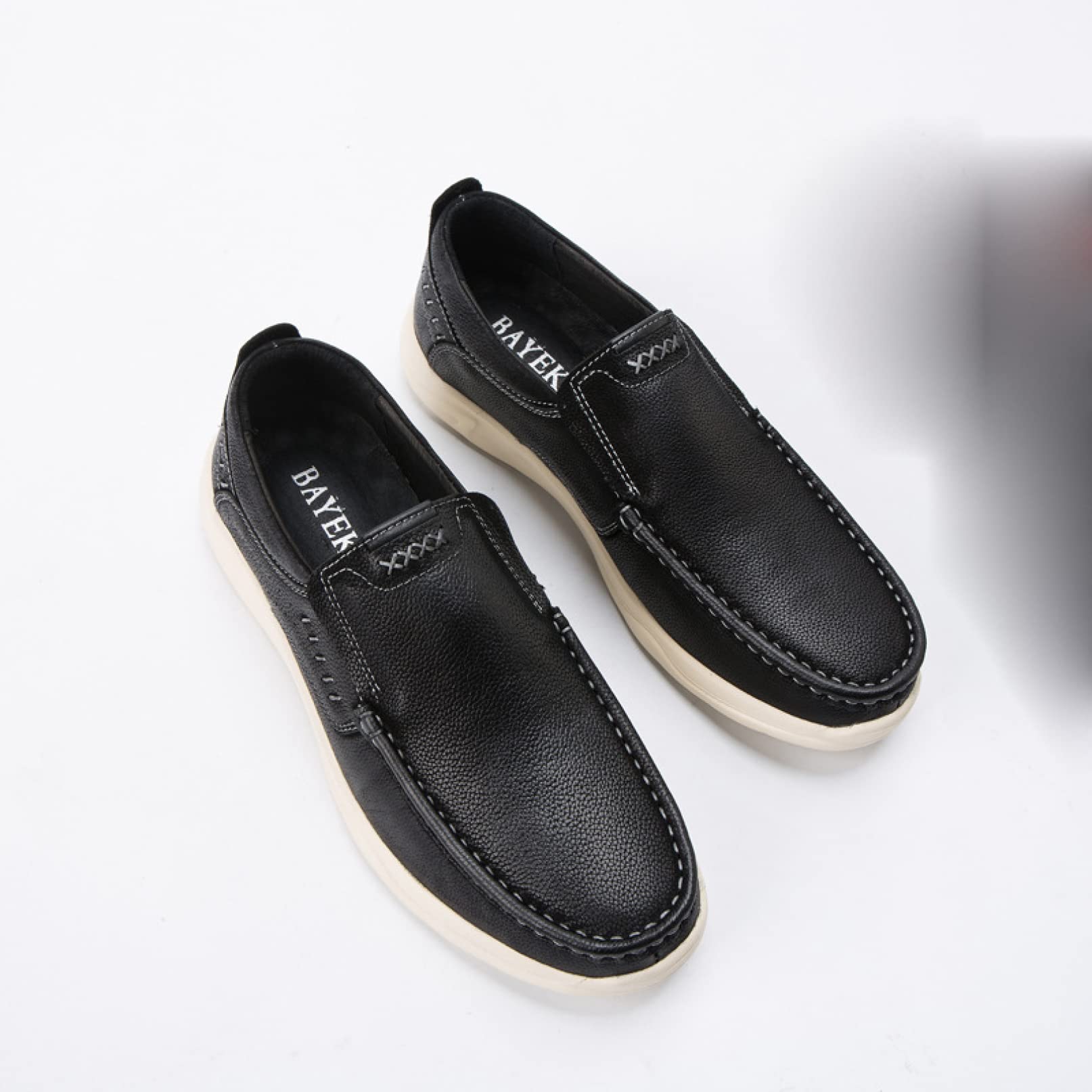 Hoxekle Men's Leather Slip-On Loafers - Ultra Lightweight Comfortable Casual Shoes for Walking & Office Wear - Perfect for Business, Travel & Everyday Use