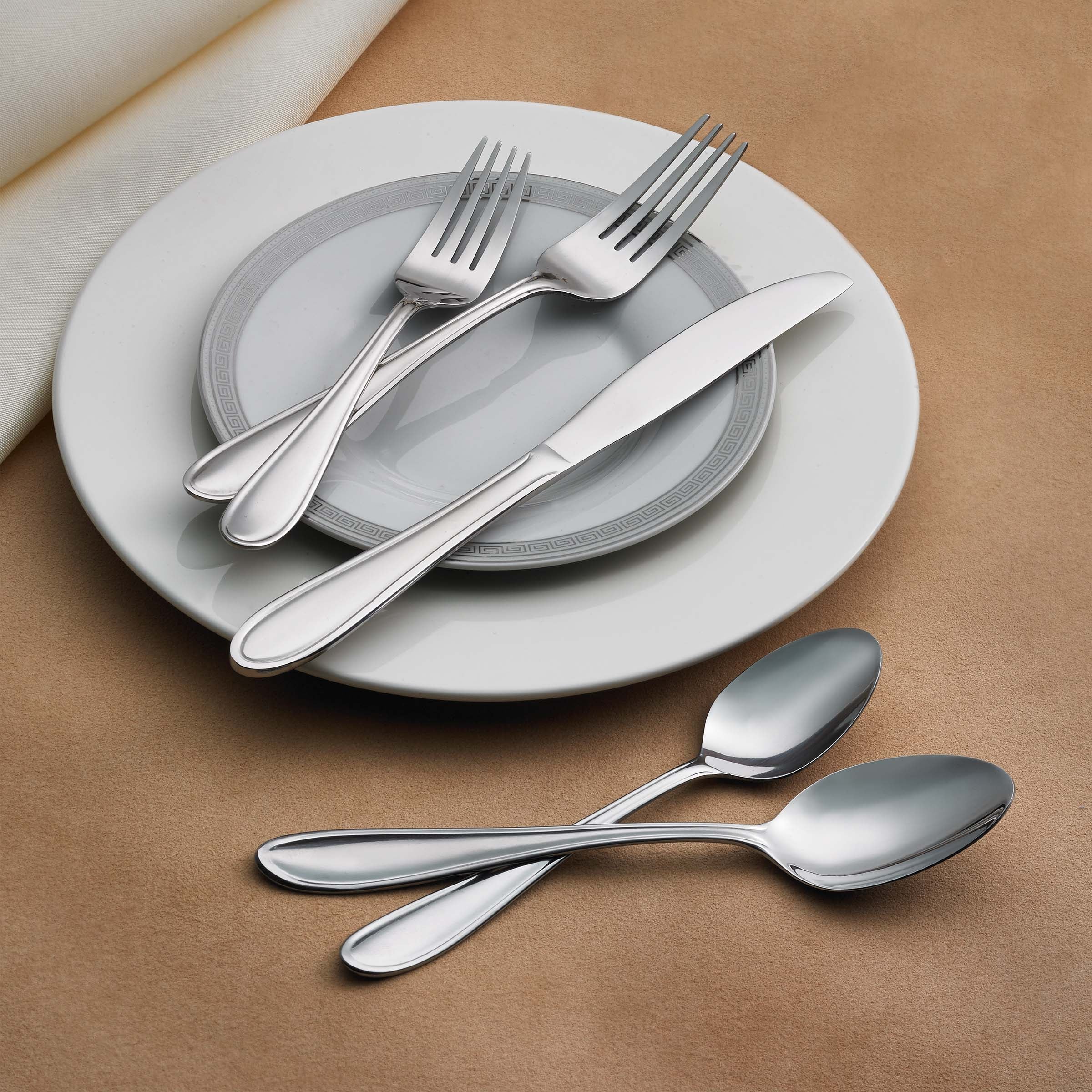 Lincoln 46-Piece Stainless Steel Flatware Set with Storage Caddy - Elegant Silverware for Dinner Parties, Weddings & Everyday Dining
